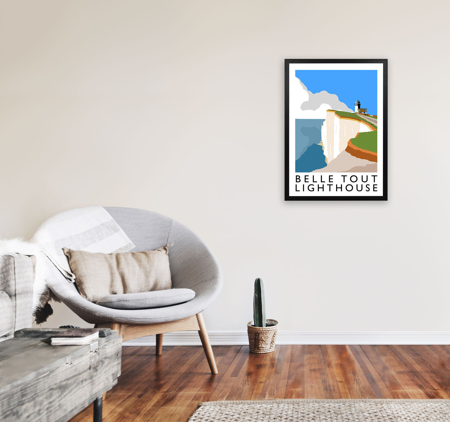 Belle Tout Lighthouse Framed Digital Art Print by Richard O'Neill A2 White Frame