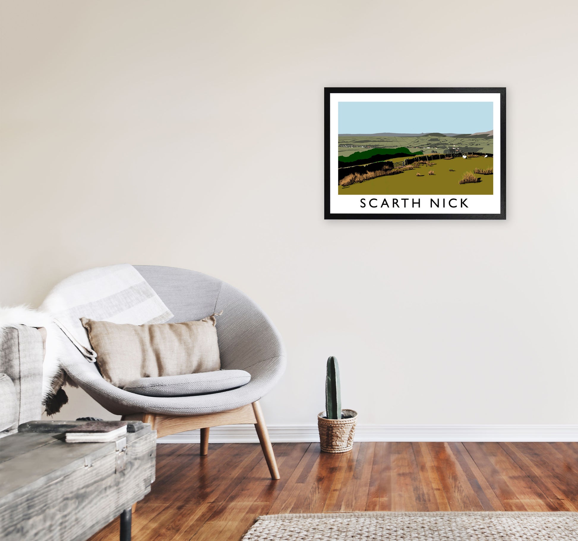 Scarth Nick by Richard O'Neill Yorkshire Art Print, Vintage Travel Poster A2 White Frame