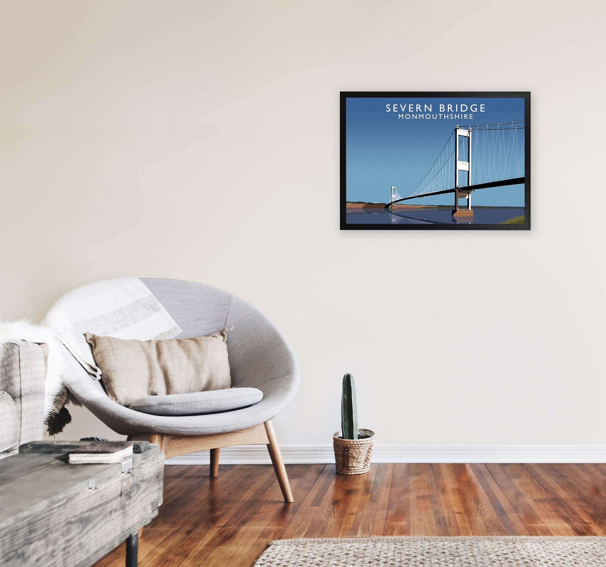 Severn Bridge by Richard O'Neill A2 White Frame