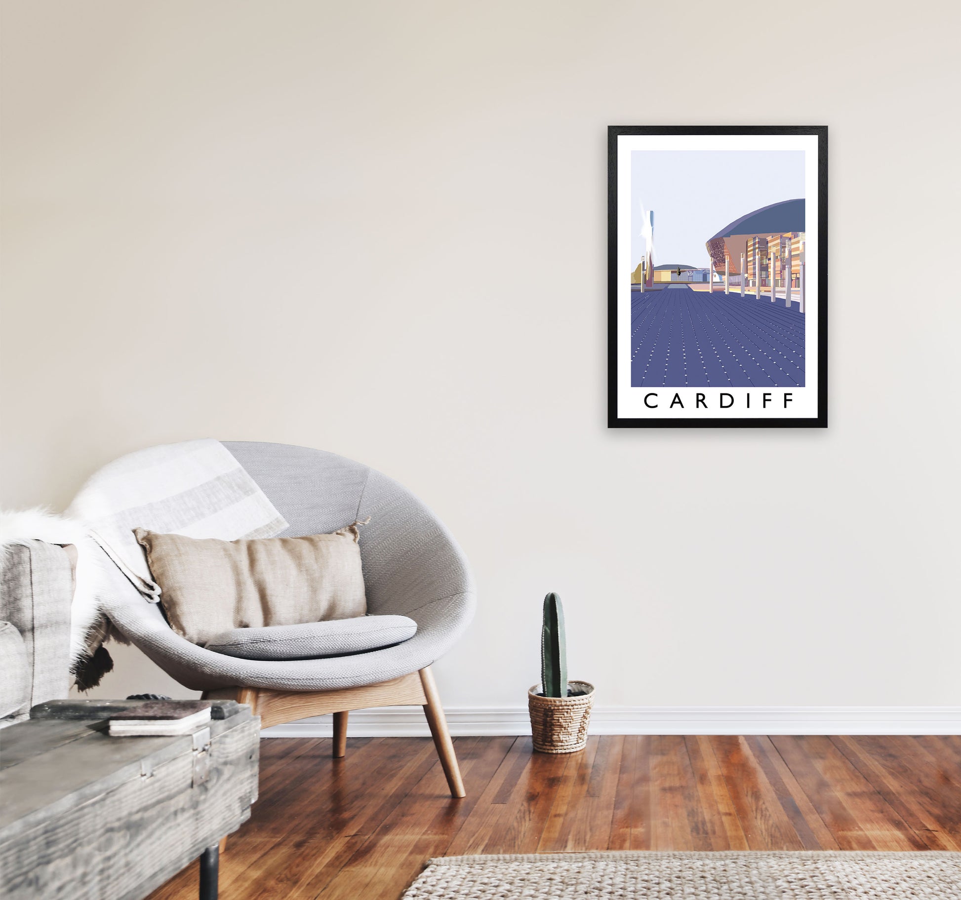 Cardiff by Richard O'Neill A2 White Frame