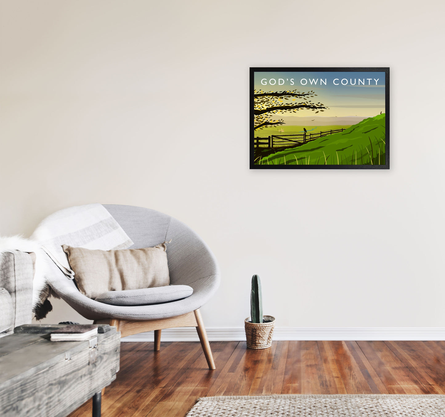 Gods Own County (Landscape) Yorkshire Art Print Poster by Richard O'Neill A2 White Frame
