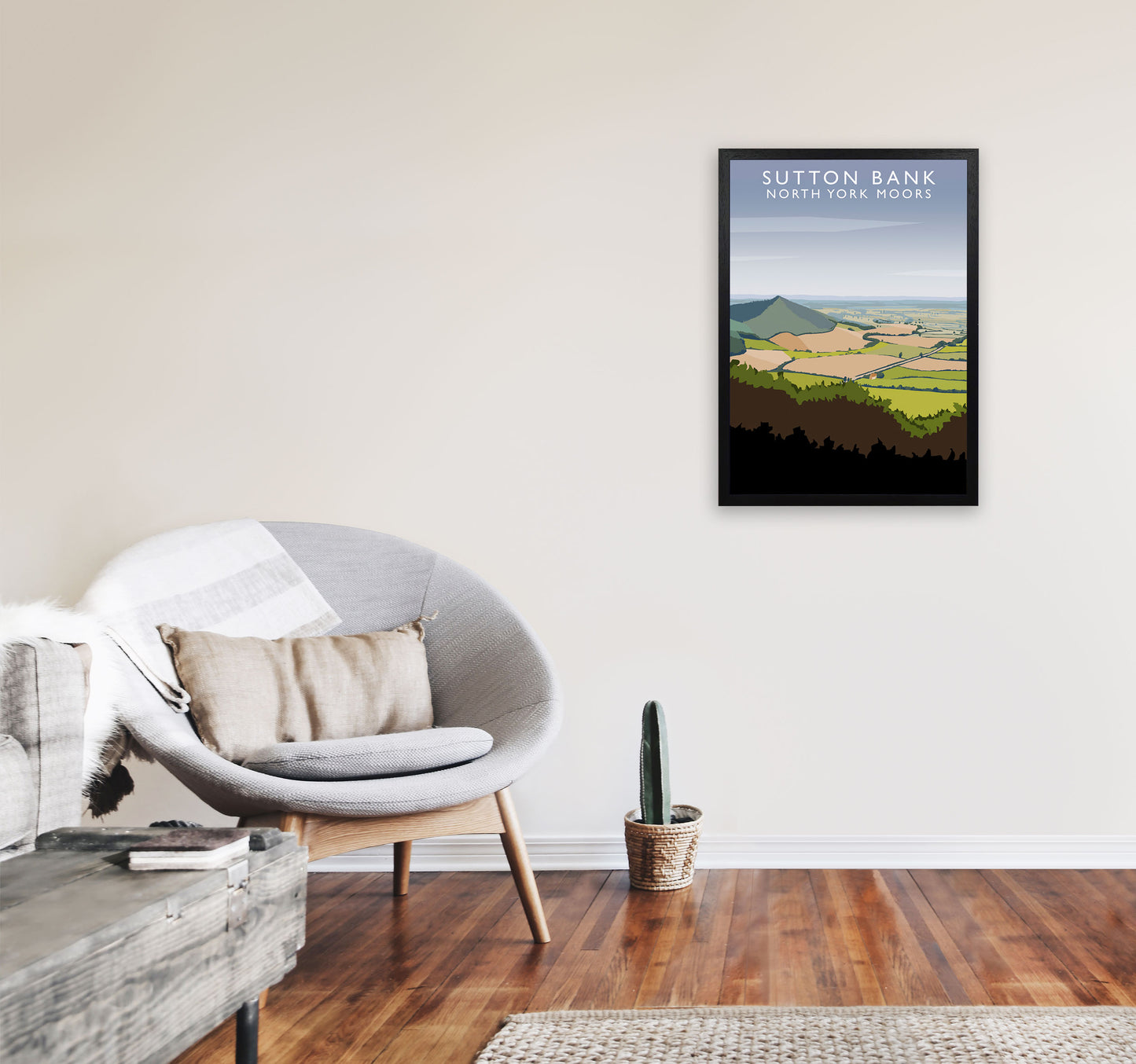 Sutton Bank (Portrait) by Richard O'Neill Yorkshire Art Print, Travel Poster A2 White Frame