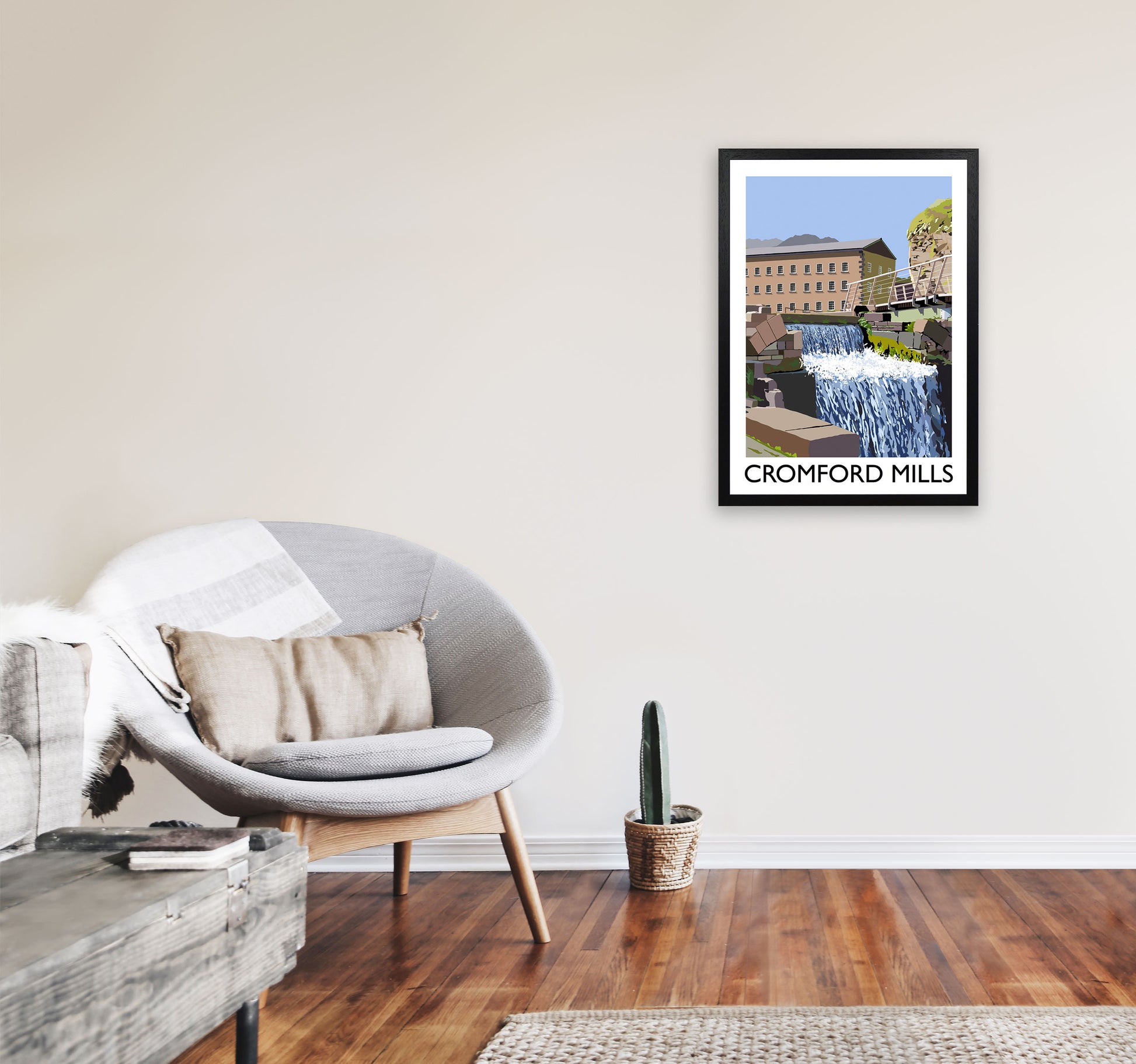Cromford Mills Portrait by Richard O'Neill A2 White Frame