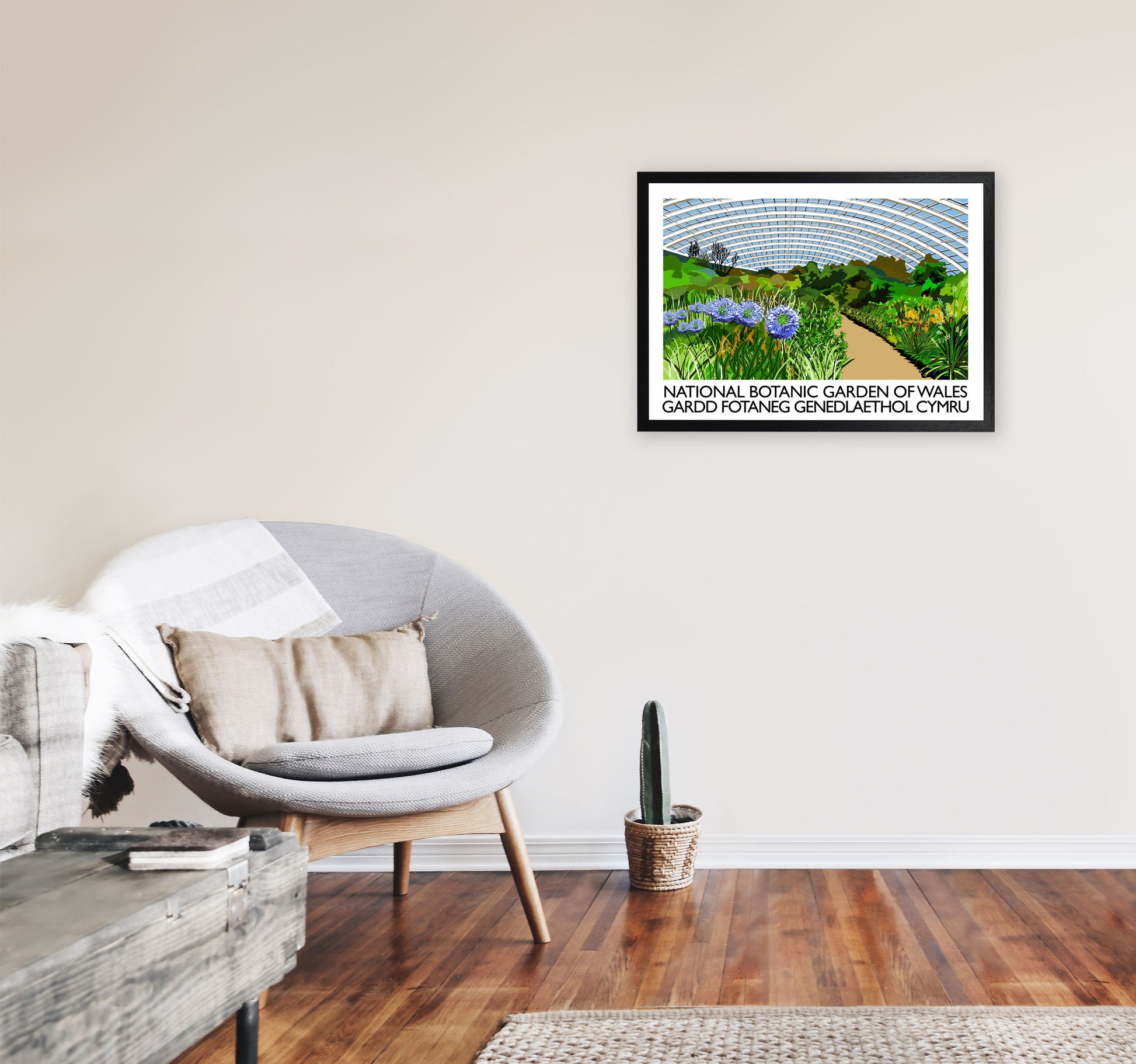 National Botanic Garden of Wales Travel Art Print by Richard O'Neill A2 White Frame