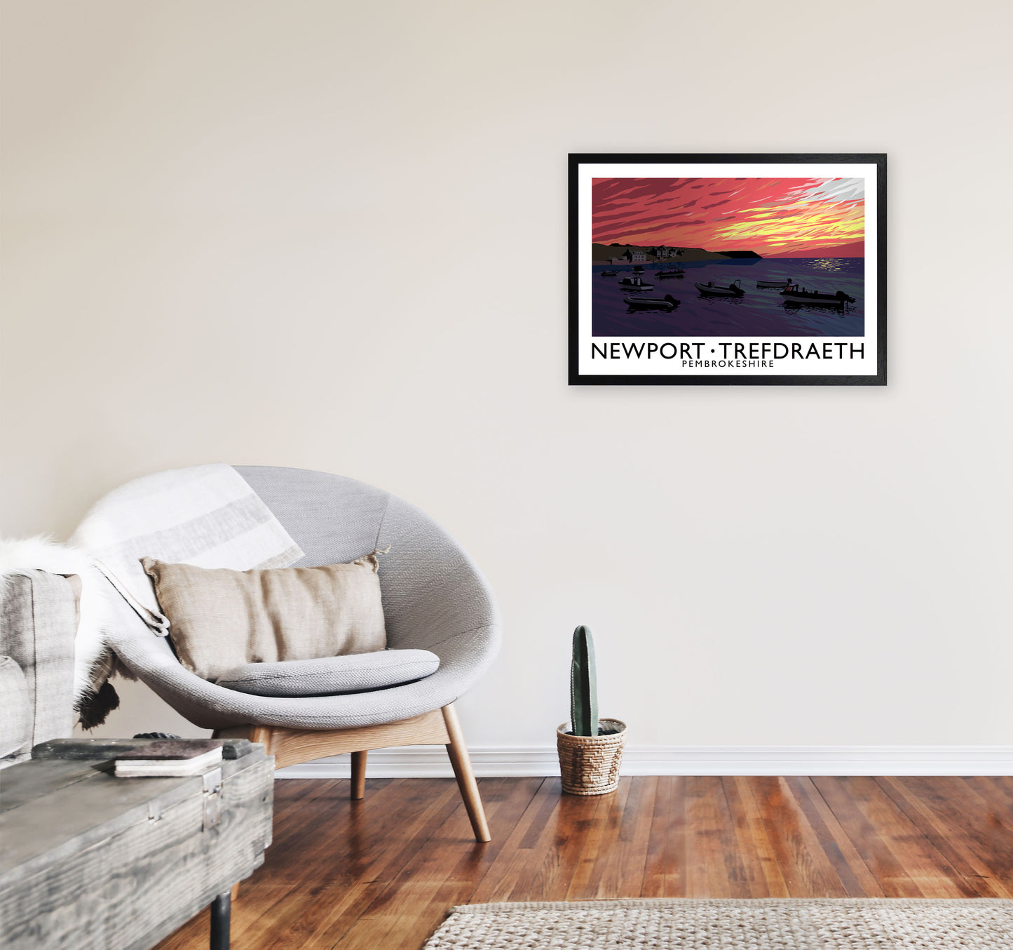 Newport Trefdraeth Pembrokeshire Travel Art Print by Richard O'Neill A2 White Frame