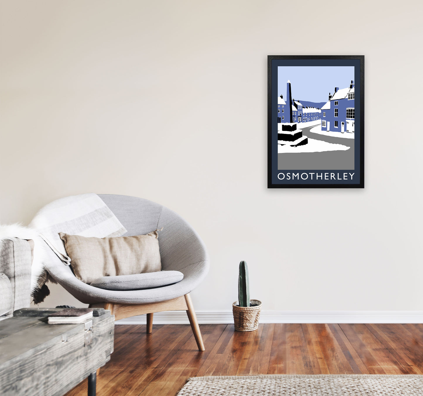 Osmotherley Travel Art Print by Richard O'Neill, Framed Wall Art A2 White Frame