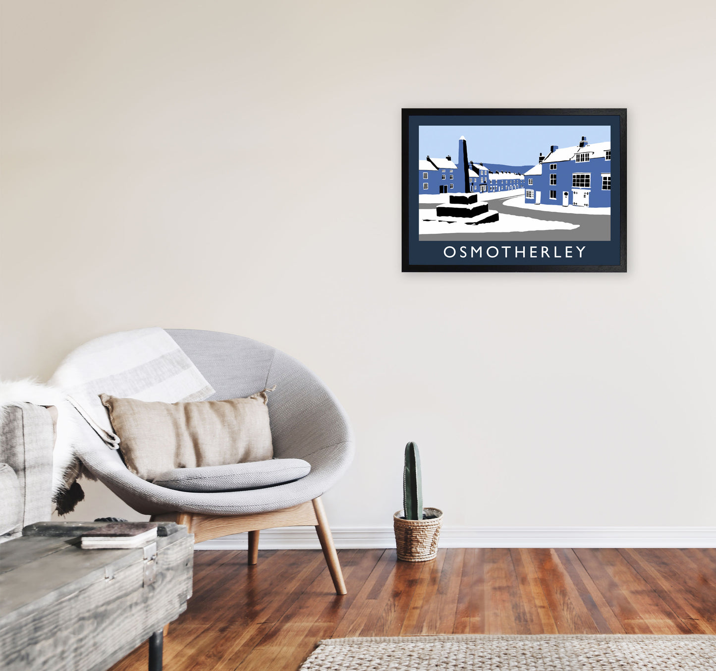 Osmotherley Travel Art Print by Richard O'Neill, Framed Wall Art A2 White Frame