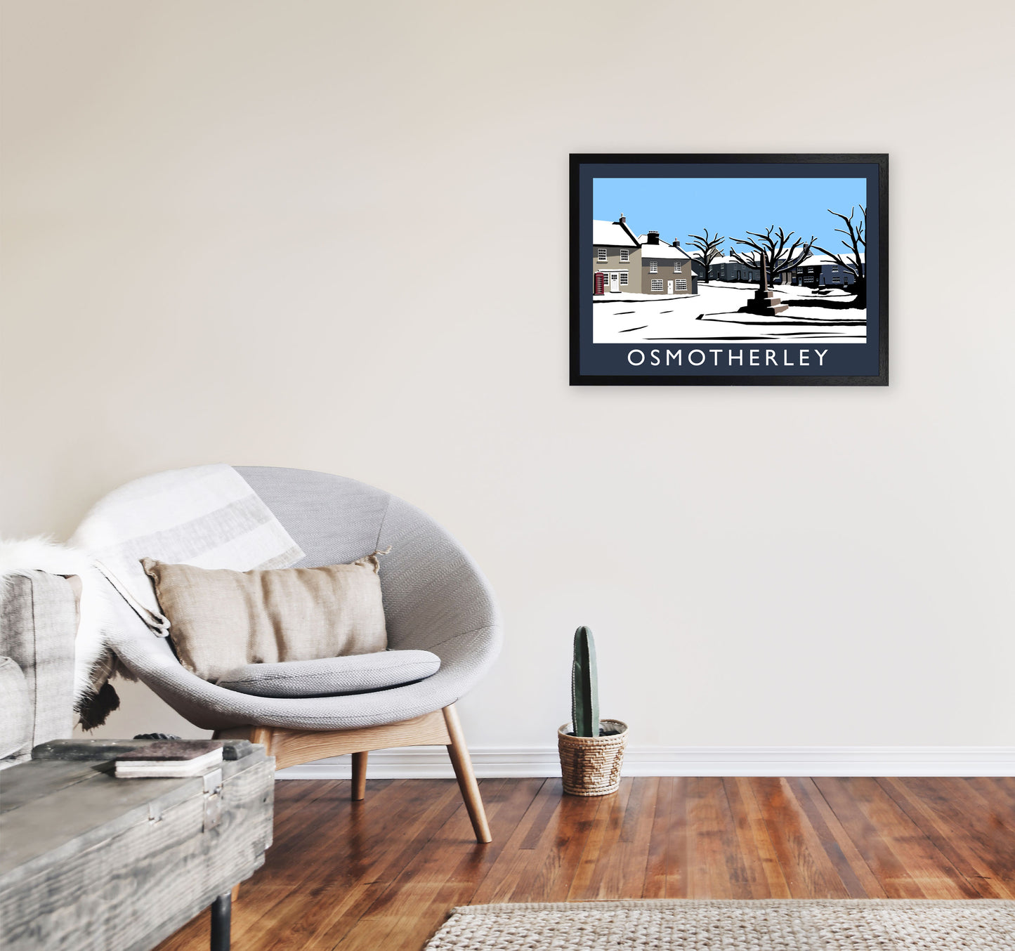 Osmotherley Travel Art Print by Richard O'Neill, Framed Wall Art A2 White Frame