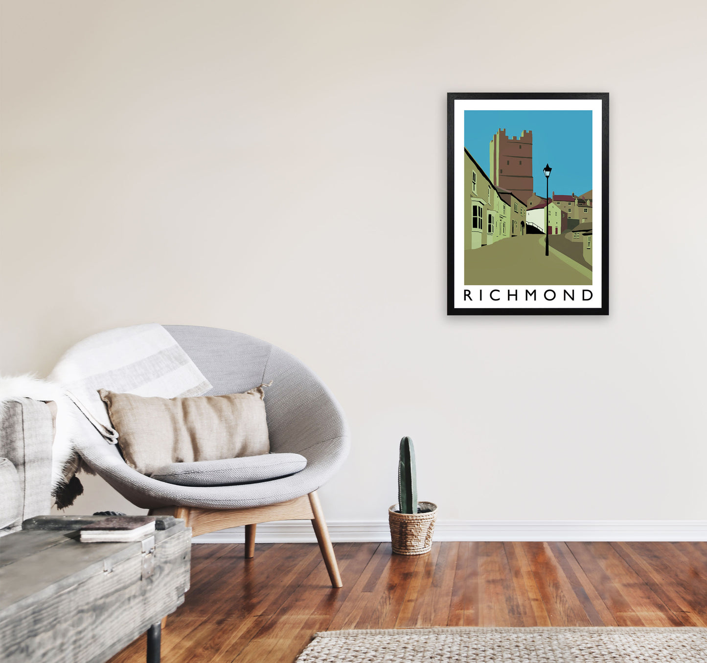 Richmond Travel Art Print by Richard O'Neill, Framed Wall Art A2 White Frame