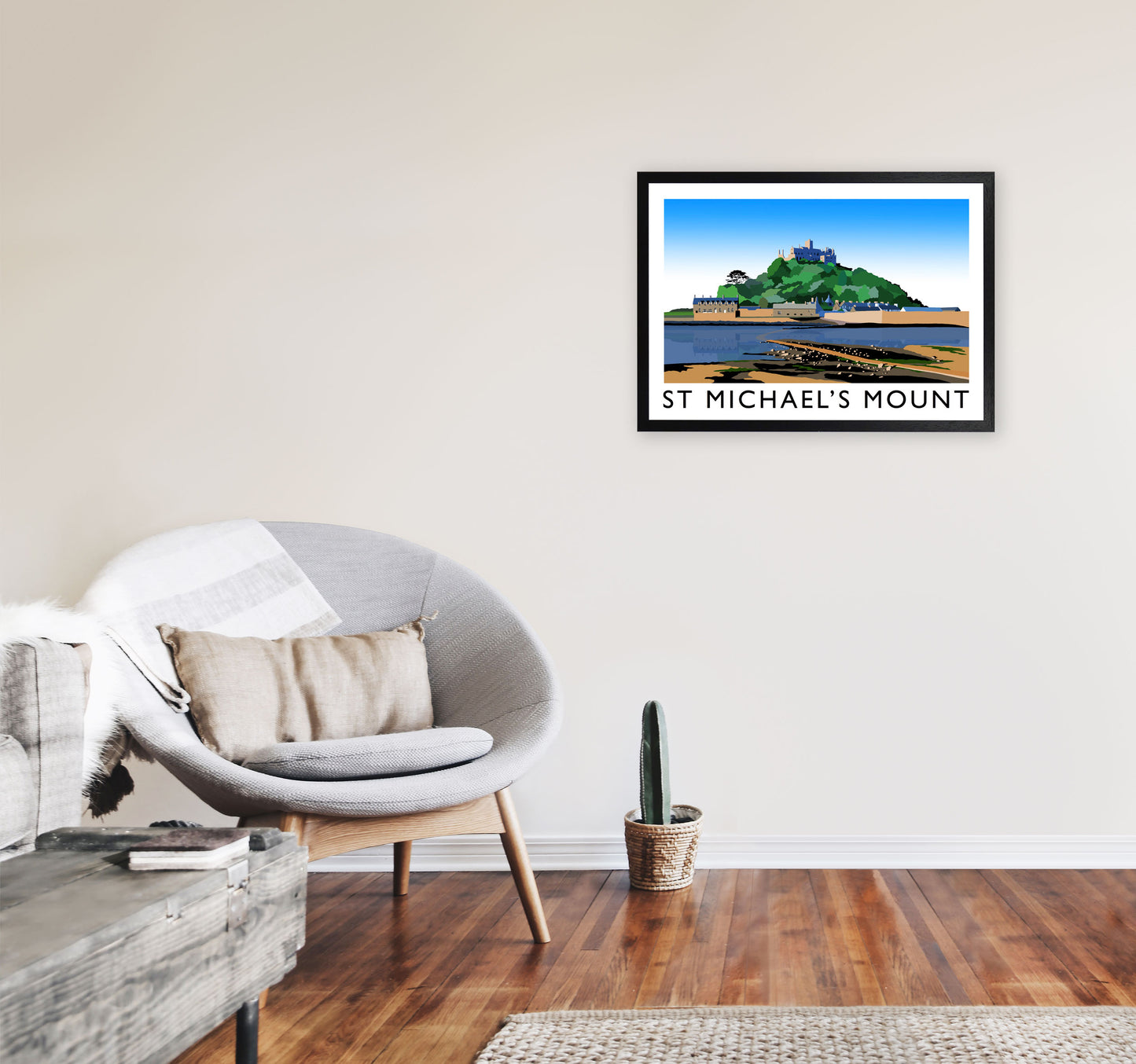 St Michael's Mount Framed Digital Art Print by Richard O'Neill A2 White Frame