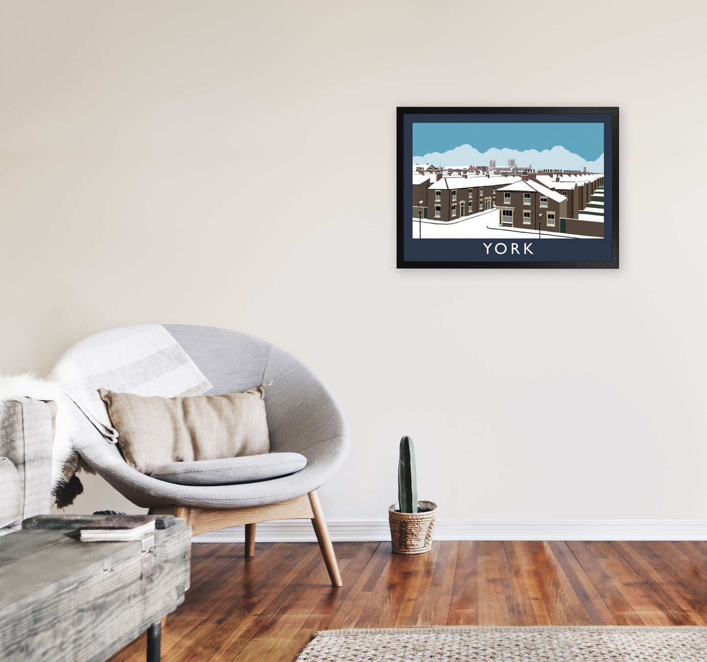 York Travel Art Print by Richard O'Neill, Framed Wall Art A2 White Frame
