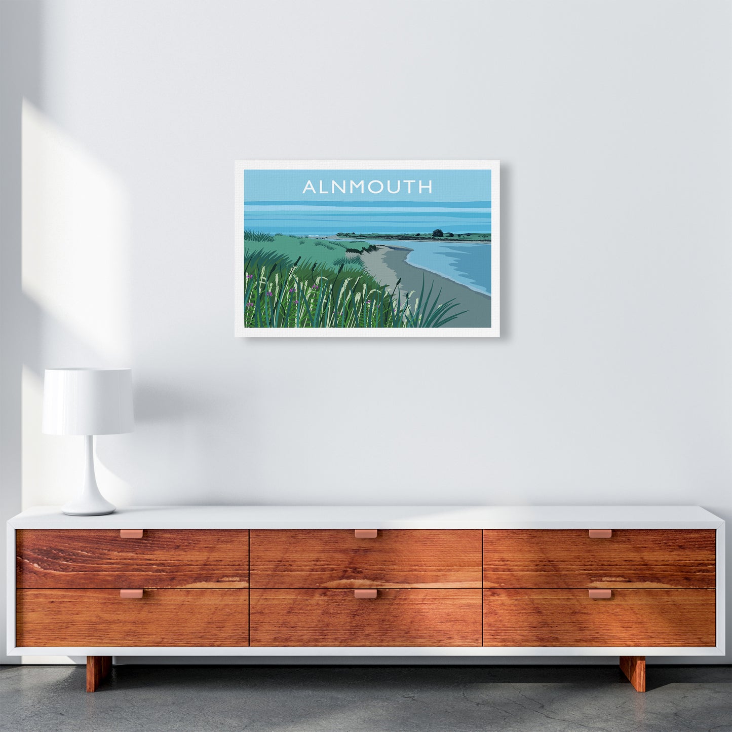 Alnmouth Travel Art Print by Richard O'Neill A2 Canvas