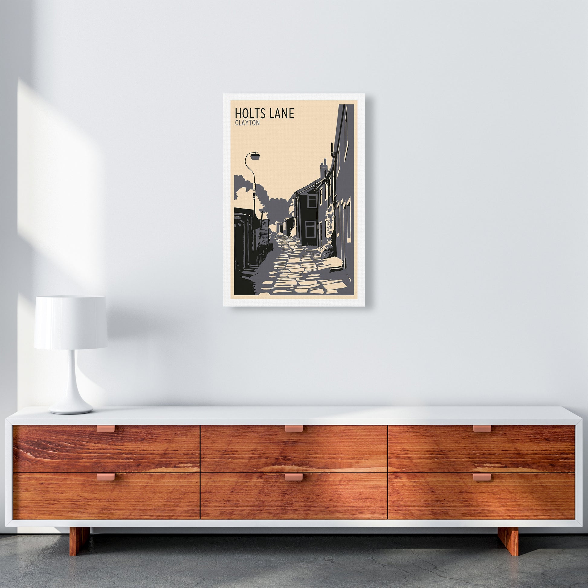 Holts Lane, Clayton Travel Art Print by Richard O'Neill A2 Canvas