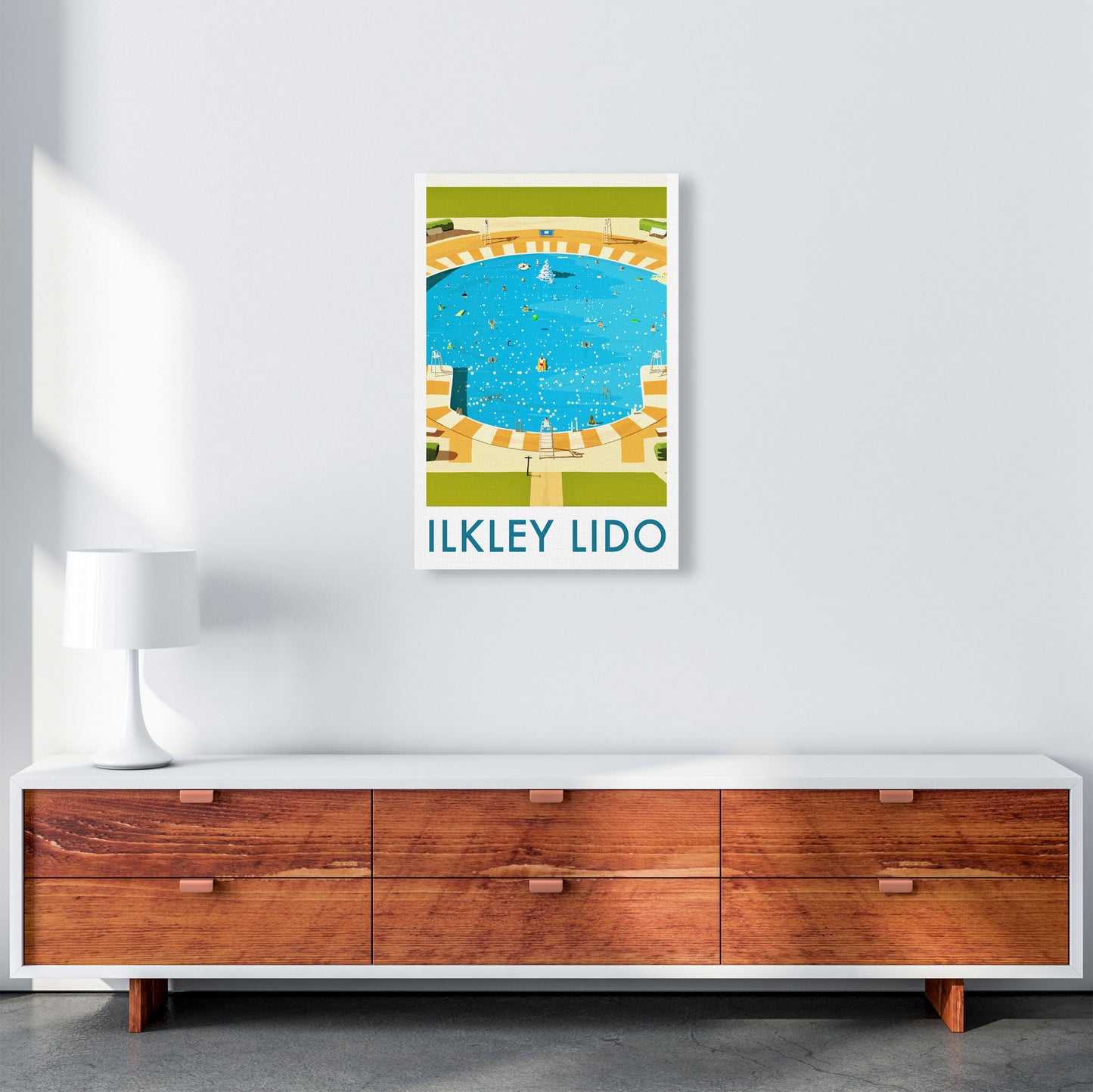 Ilkley Lido portrait Travel Art Print by Richard O'Neill A2 Canvas