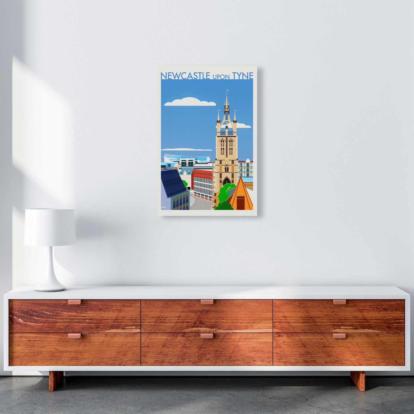 Newcastle upon Tyne 2 (Day) Travel Art Print by Richard O'Neill A2 Canvas