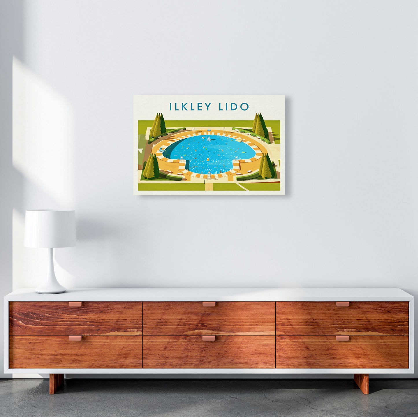 Ilkley Lido Travel Art Print by Richard O'Neill A2 Canvas