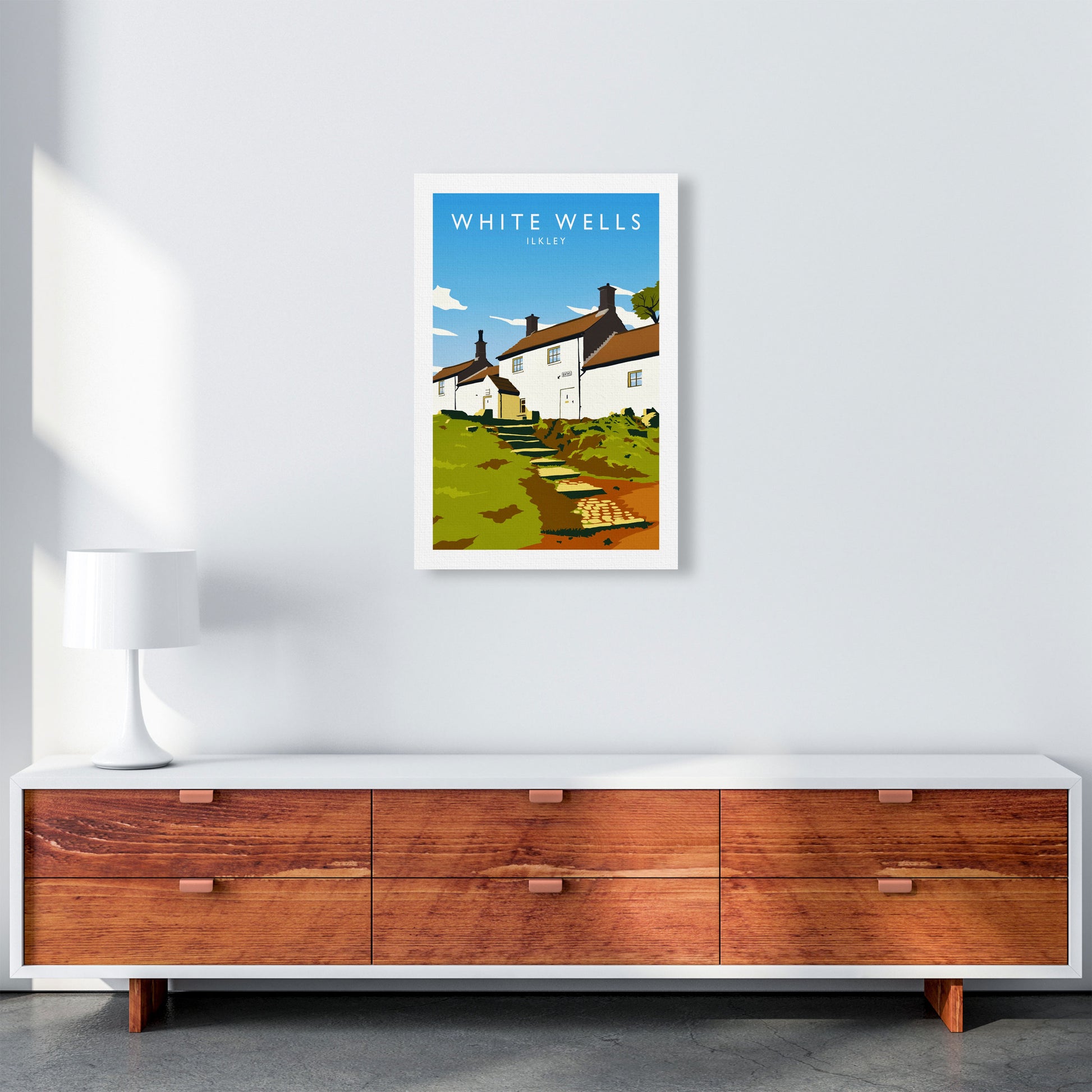 White Wells Portrait Travel Art Print by Richard O'Neill A2 Canvas