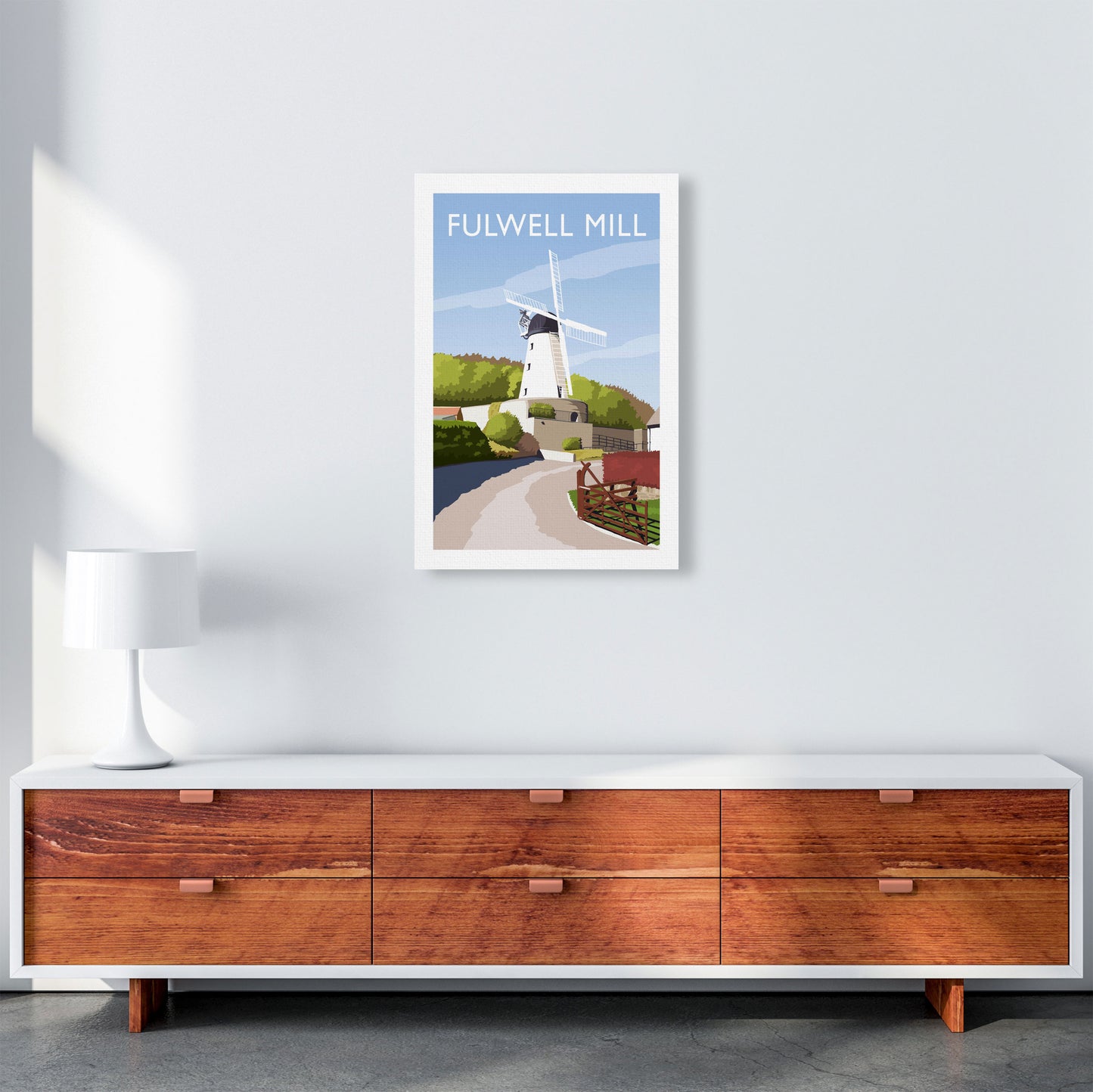 Fulwell Mill Travel Art Print by Richard O'Neill A2 Canvas