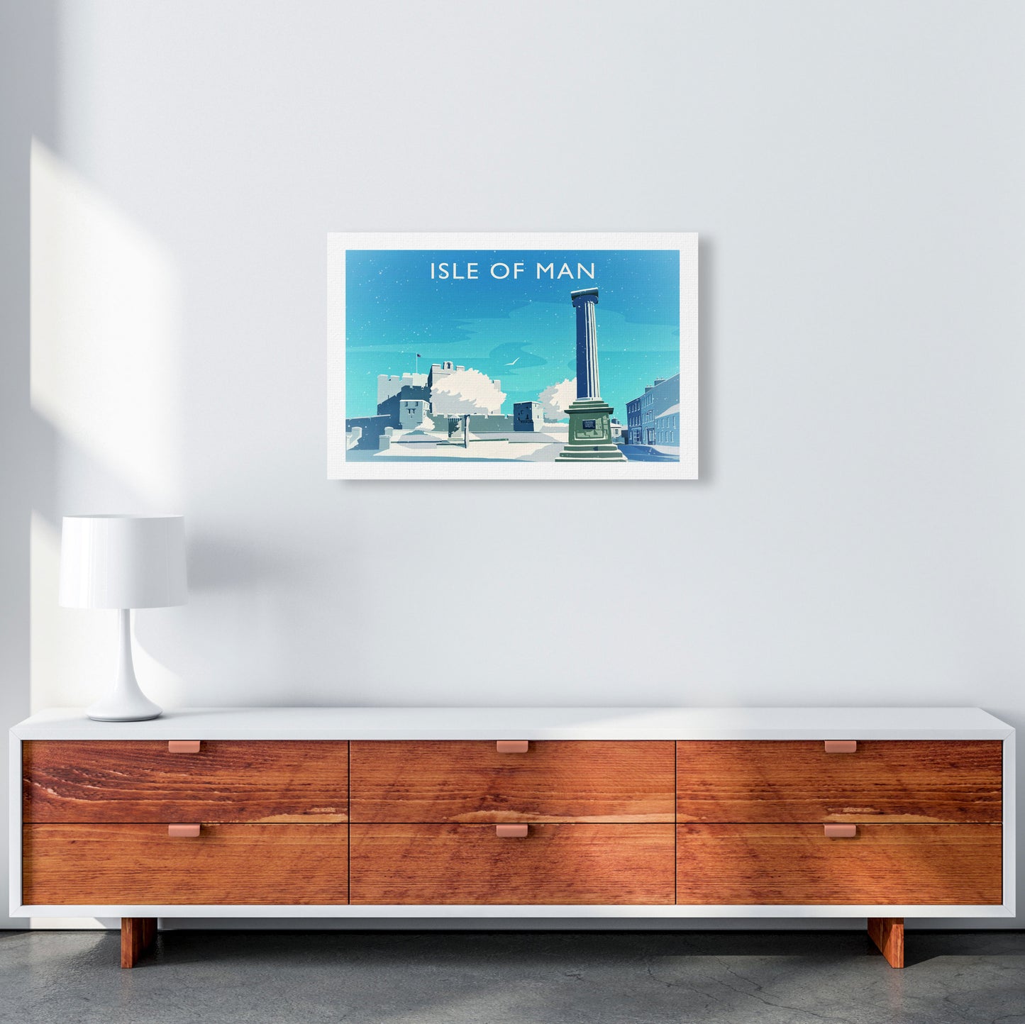Isle Of Man (Snow) Travel Art Print by Richard O'Neill A2 Canvas