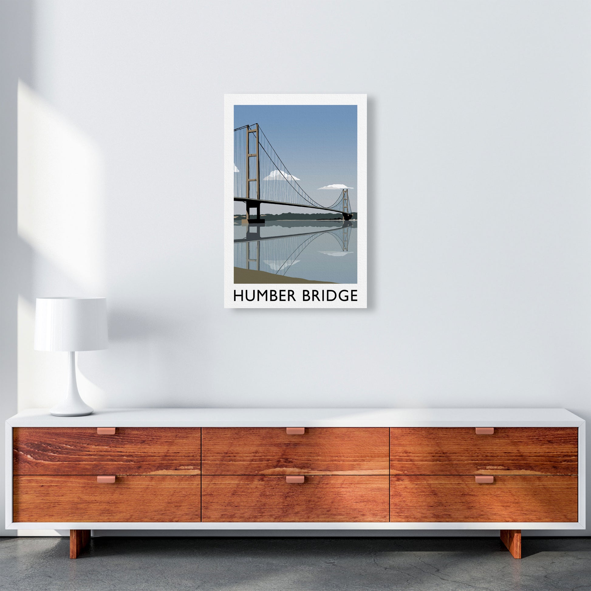 Humber Bridge Framed Digital Art Print by Richard O'Neill A2 Canvas
