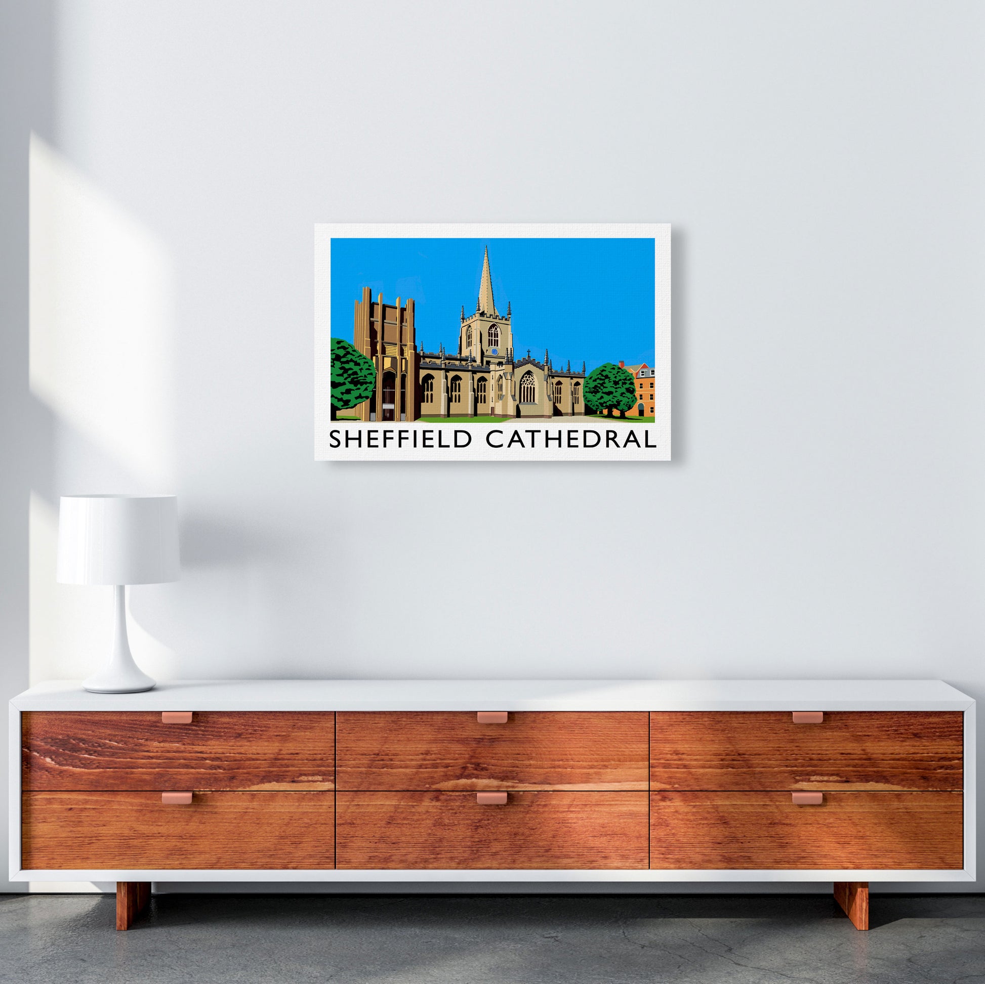 Sheffield Cathedral by Richard O'Neill Yorkshire Art Print, Travel Poster A2 Canvas