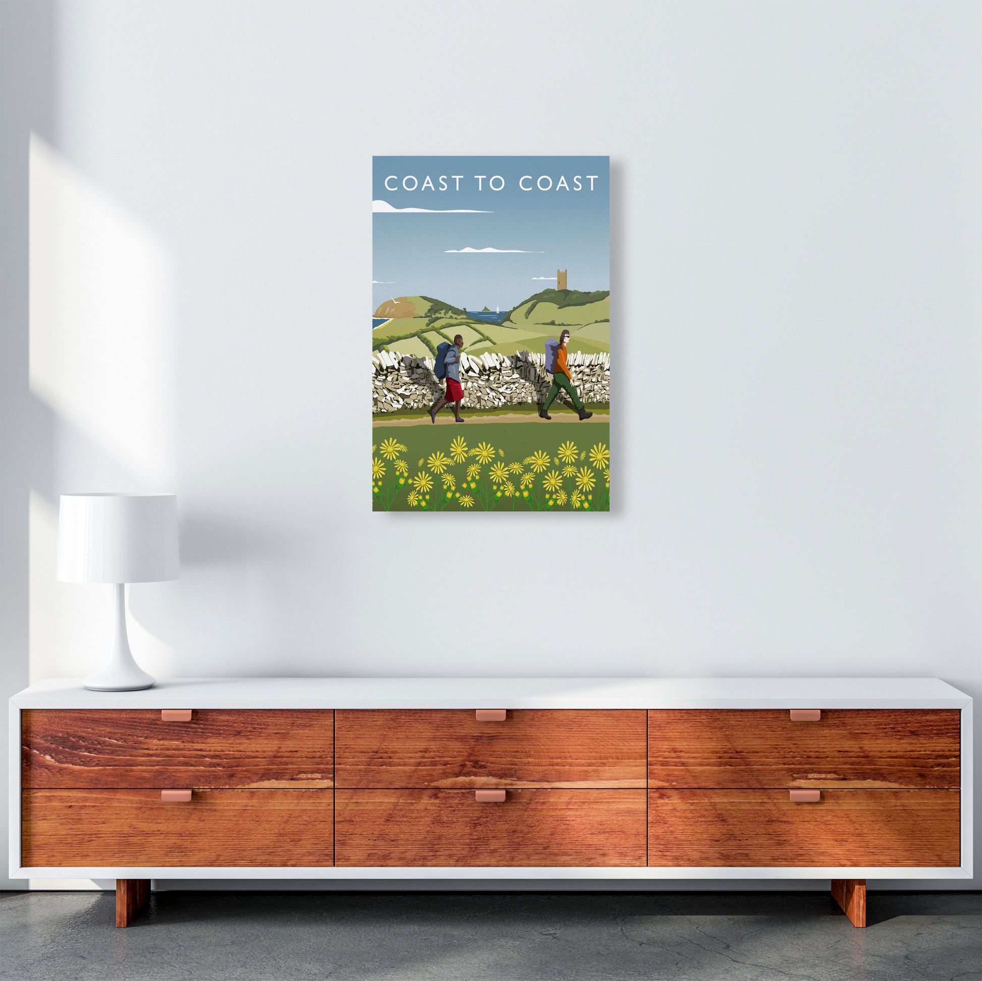 Coast To Coast (Portrait) by Richard O'Neill Yorkshire Art Print, Travel Poster A2 Canvas