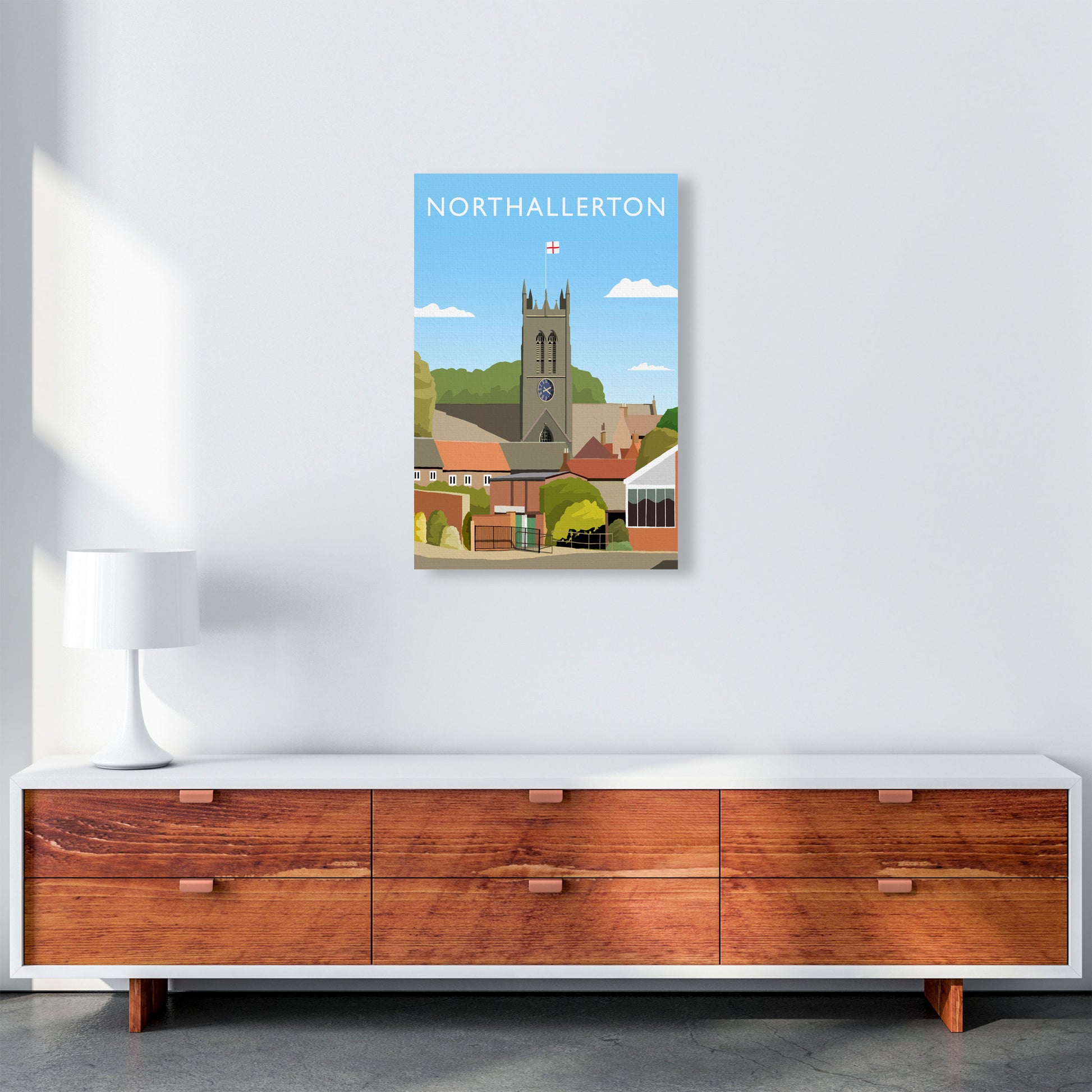 Northallerton (Portrait) by Richard O'Neill Yorkshire Art Print, Travel Poster A2 Canvas