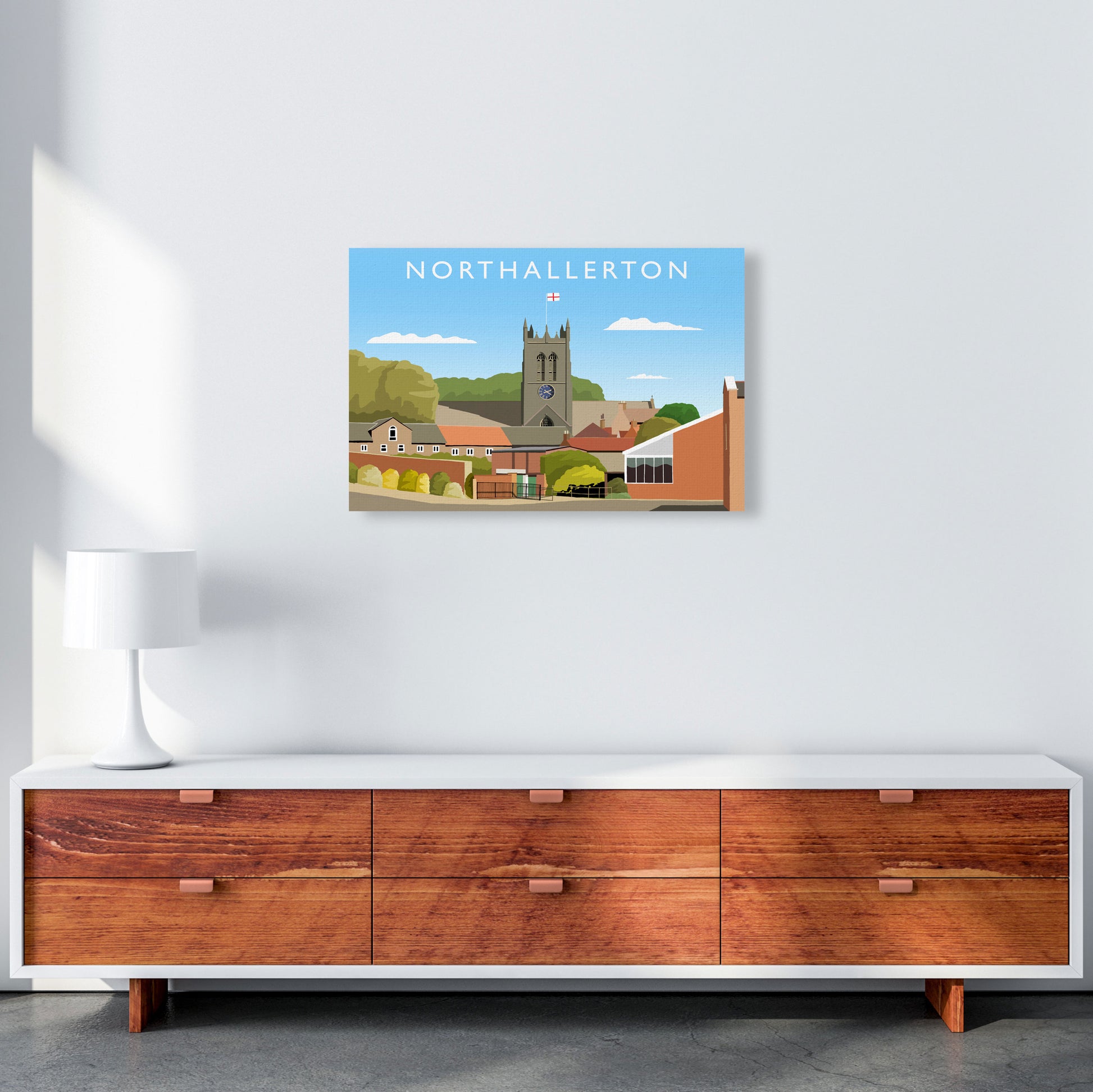Northallerton (Landscape) by Richard O'Neill Yorkshire Art Print, Travel Poster A2 Canvas