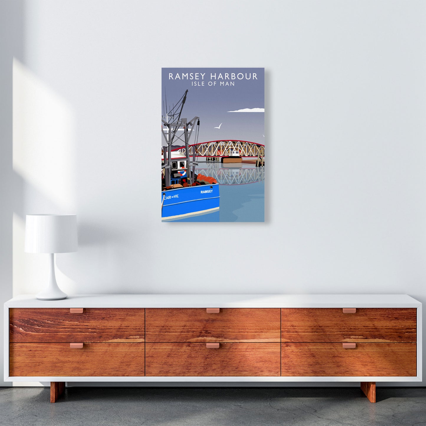 Ramsley Harbour Isle of Man Art Print by Richard O'Neill A2 Canvas