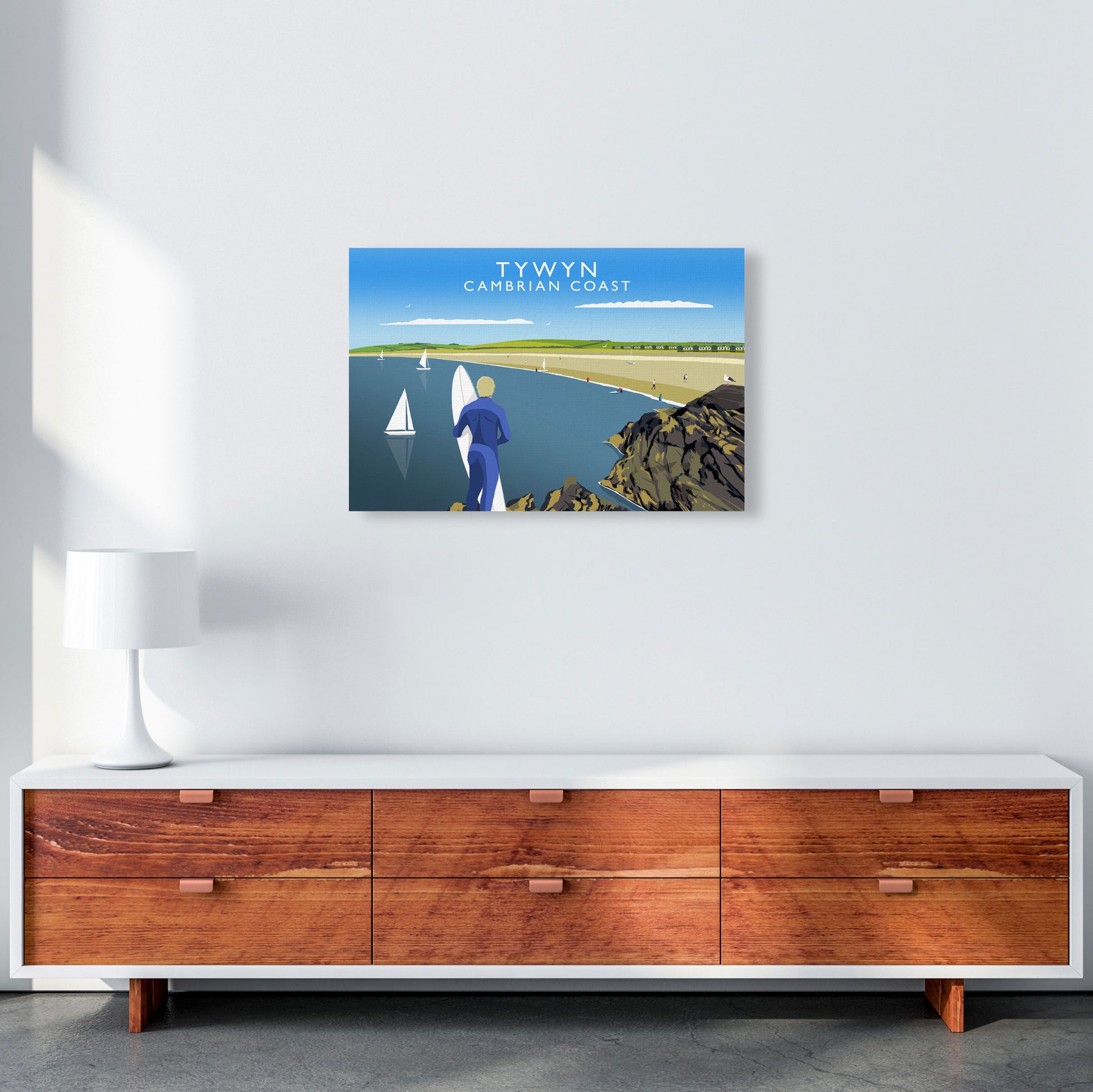 Tywyn Cambrian Coast Art Print by Richard O'Neill A2 Canvas