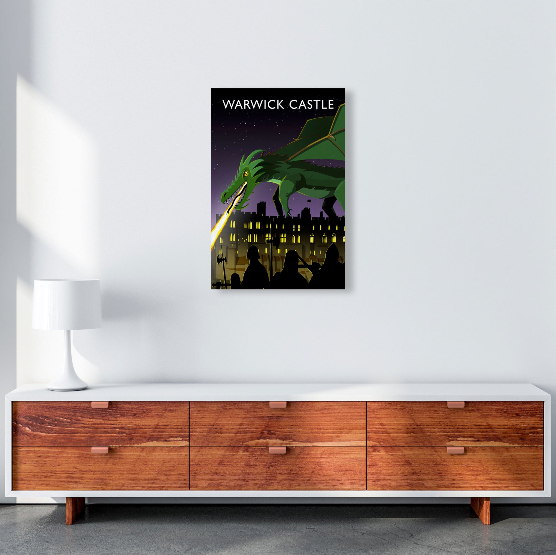 Warwick Castle With Dragon (Portrait) by Richard O'Neill A2 Canvas