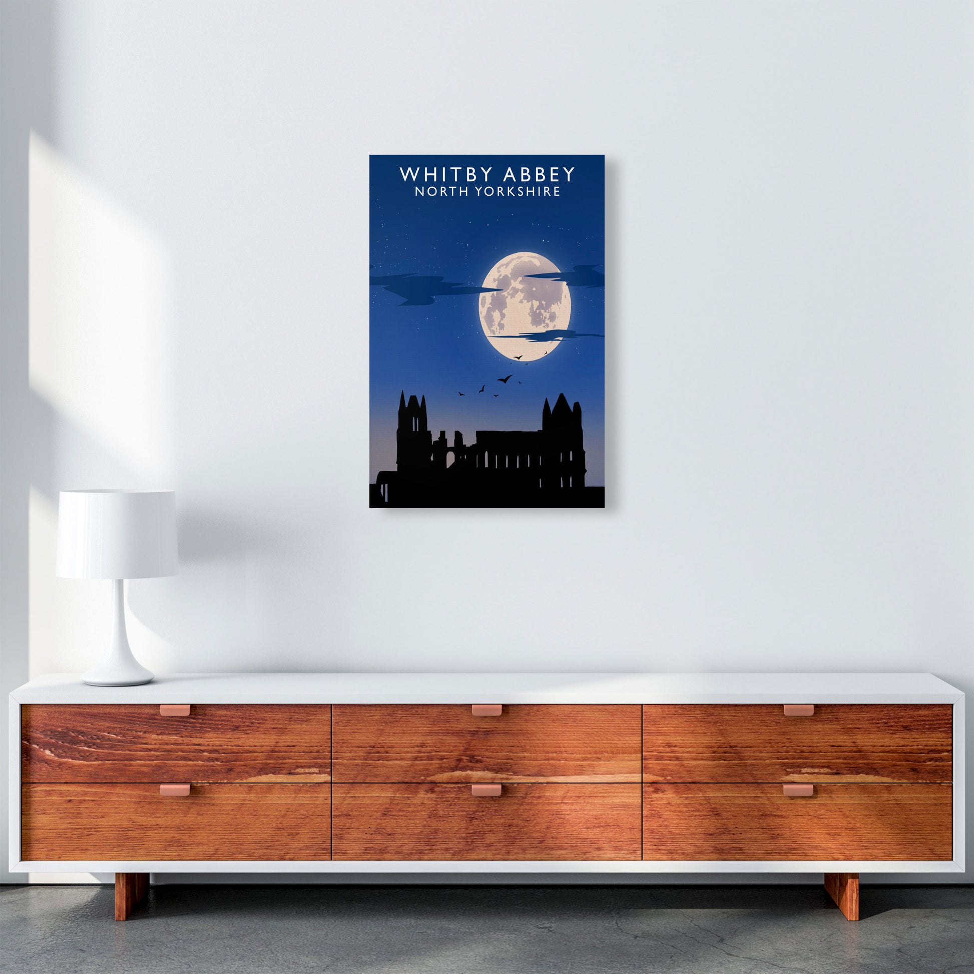 Whitby Abbey (Night) (Portrait) by Richard O'Neill Yorkshire Art Print A2 Canvas