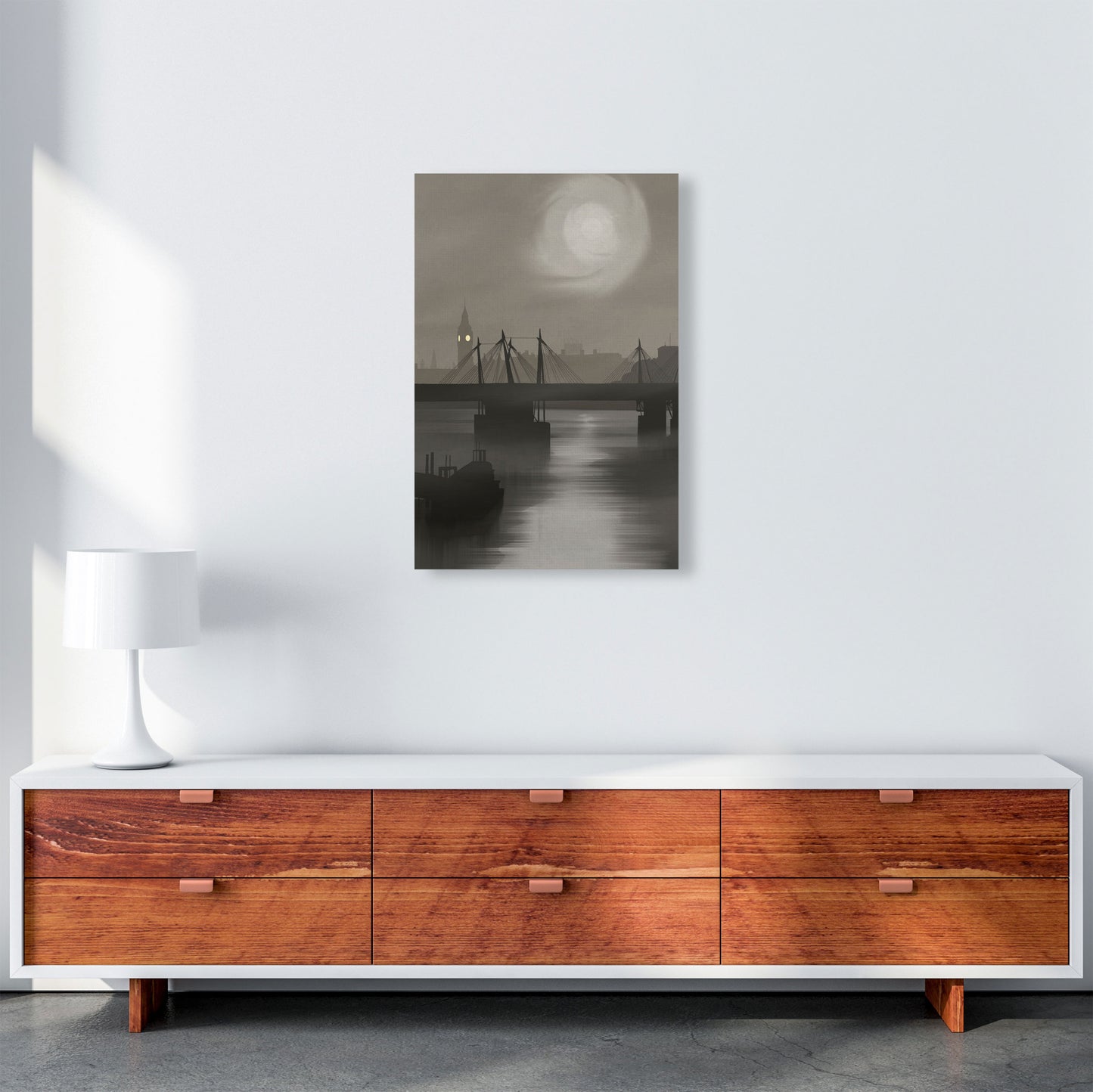 London In Fog Portrait by Richard O'Neill A2 Canvas