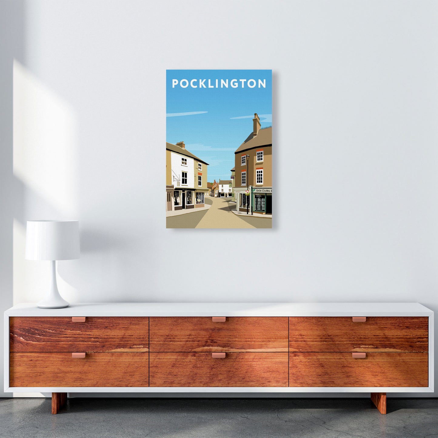 Pocklington Travel Art Print by Richard O'Neill, Framed Wall Art A2 Canvas