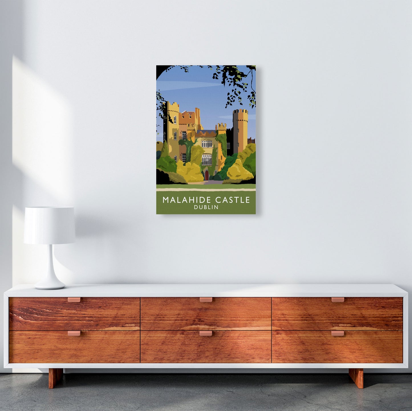 Malahide Castle Dublin Travel Art Print by Richard O'Neill, Framed Wall Art A2 Canvas