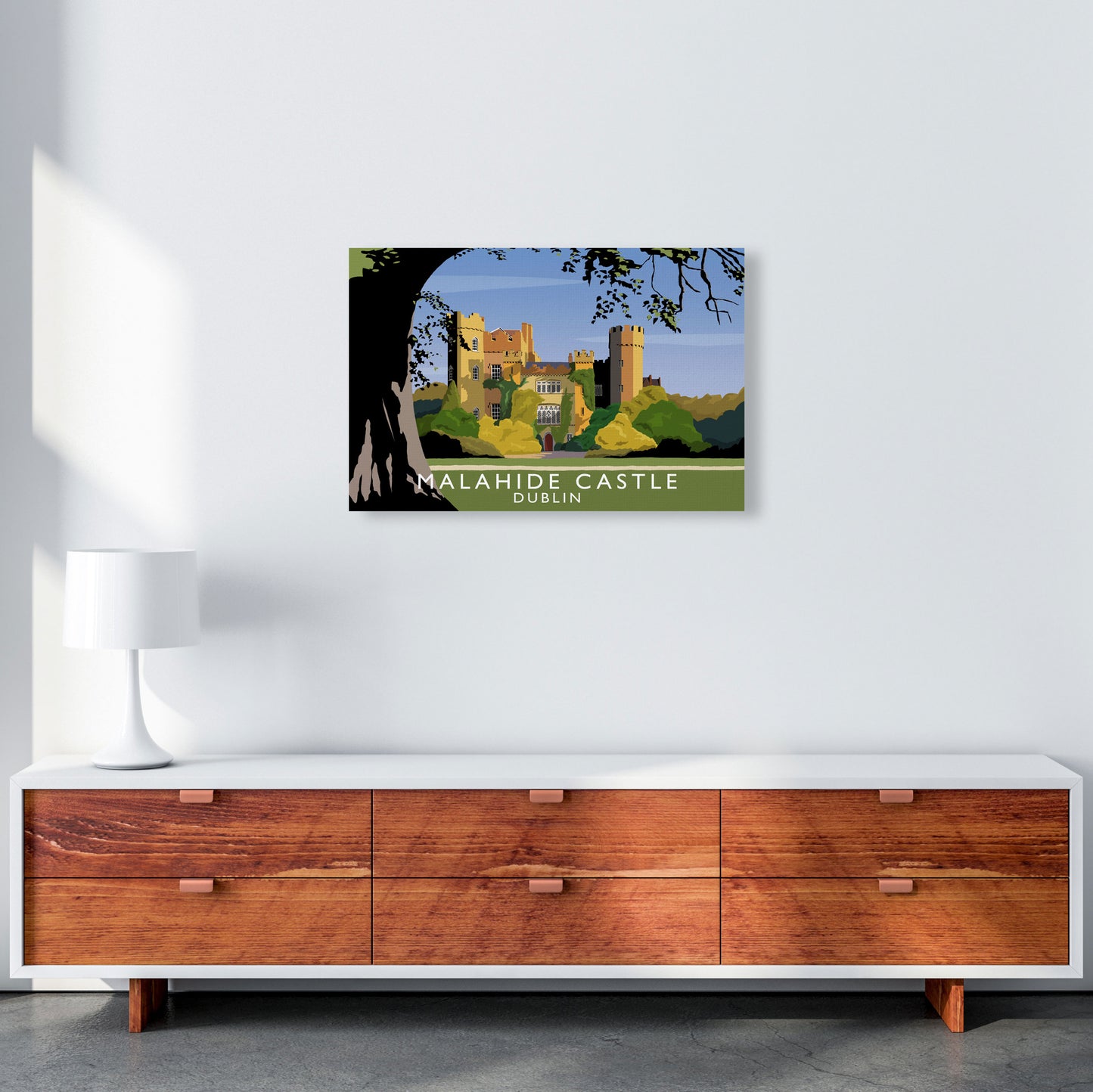 Malahide Castle Dublin Travel Art Print by Richard O'Neill, Framed Wall Art A2 Canvas