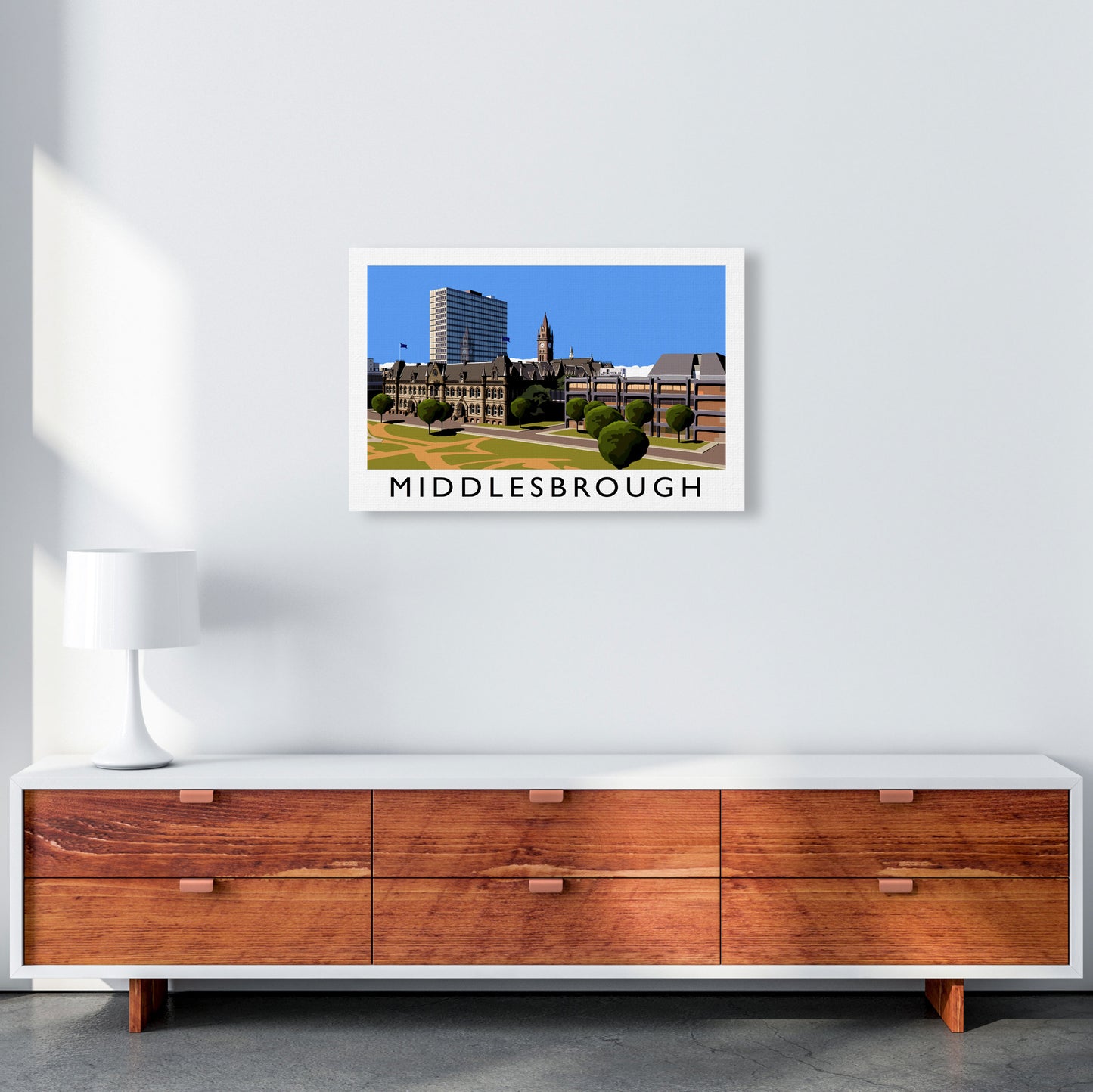 Middlesbrough Travel Art Print by Richard O'Neill, Framed Wall Art A2 Canvas