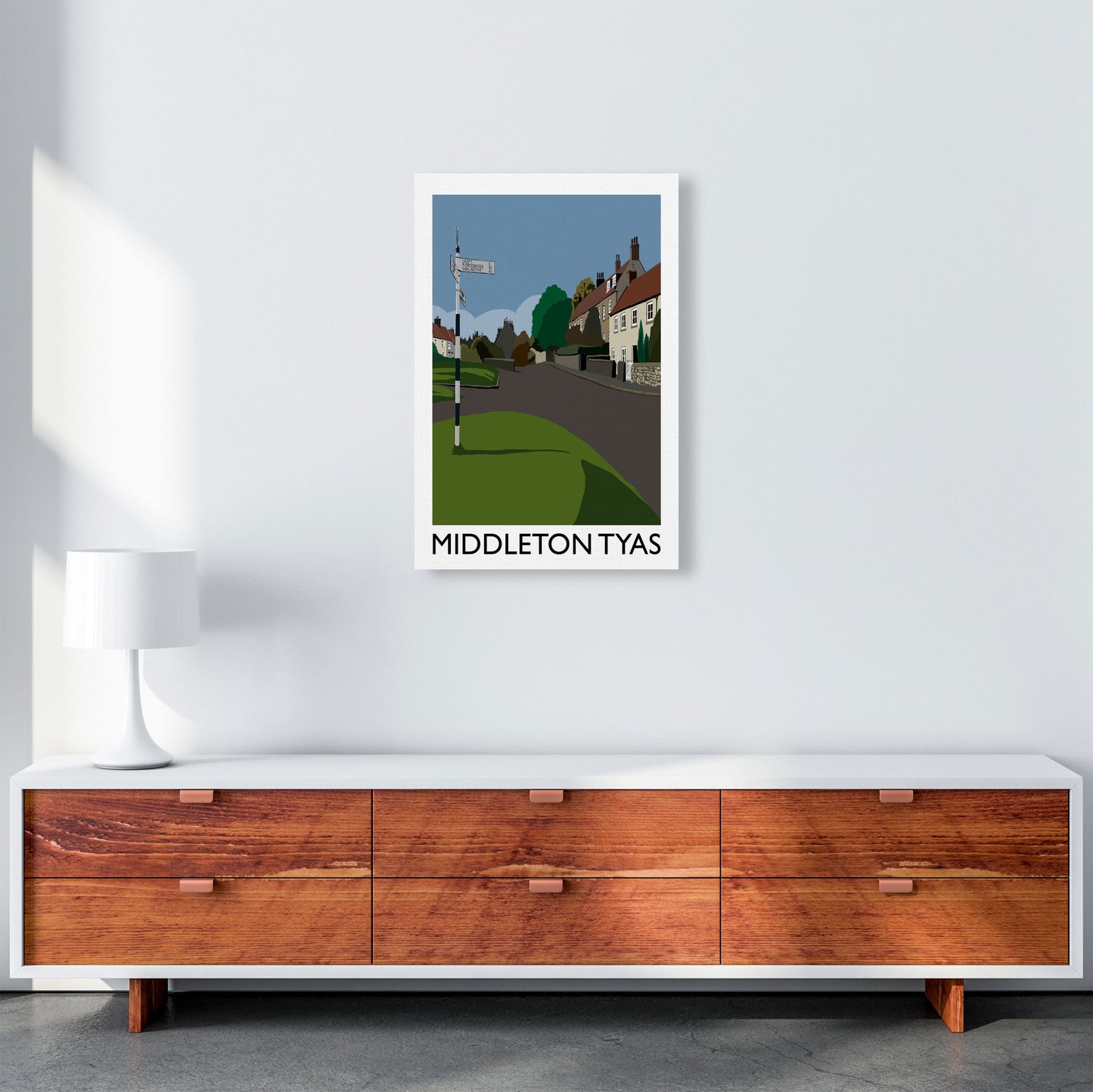 Middleton Tyas Travel Art Print by Richard O'Neill, Framed Wall Art A2 Canvas