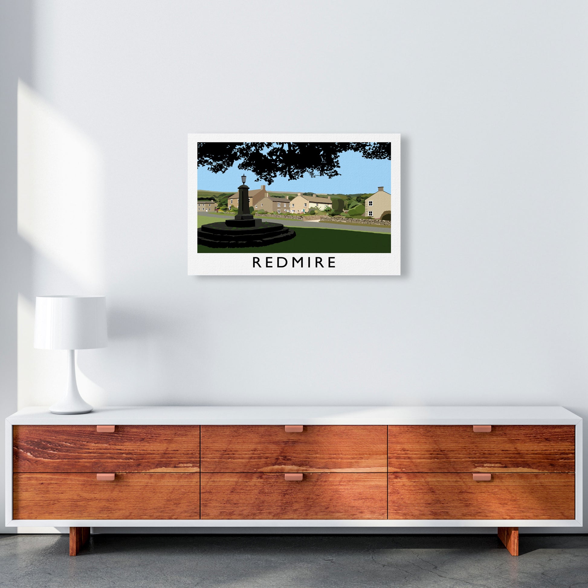 Redmire Travel Art Print by Richard O'Neill, Framed Wall Art A2 Canvas