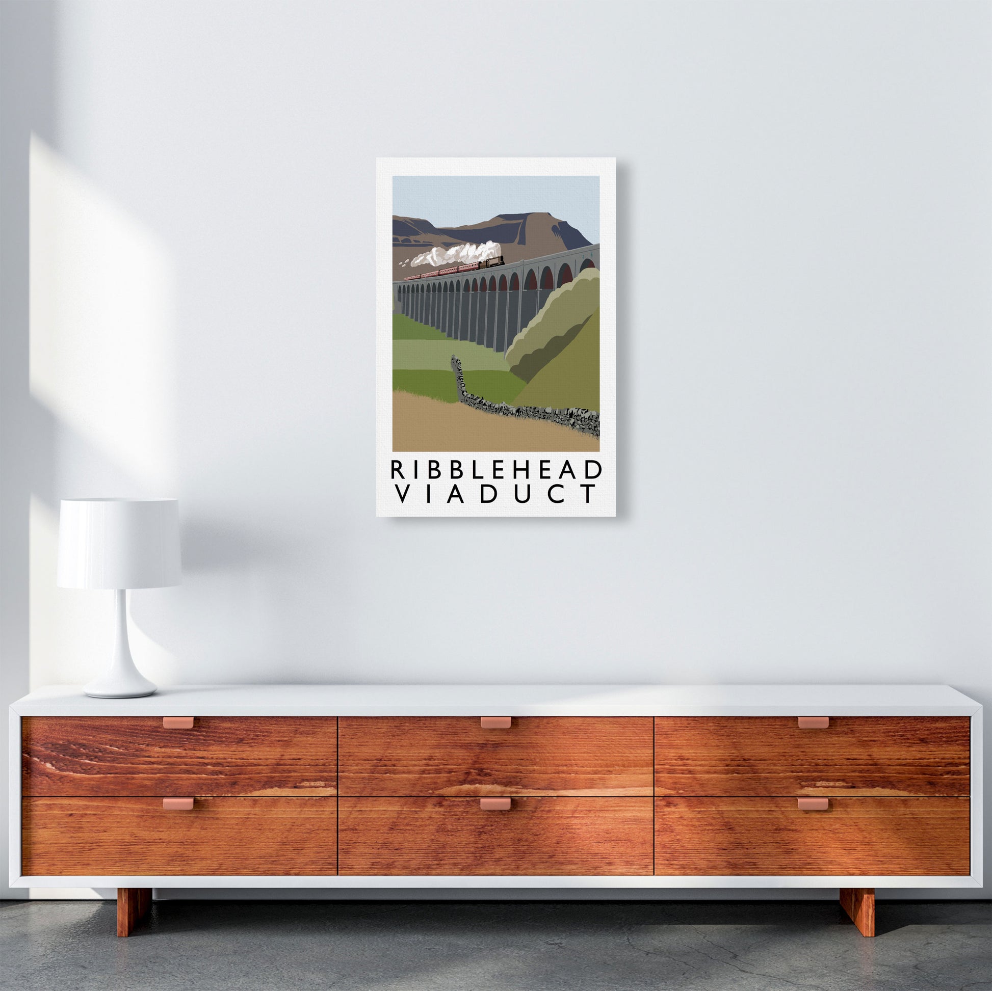 Ribblehead Viaduct Travel Art Print by Richard O'Neill, Framed Wall Art A2 Canvas