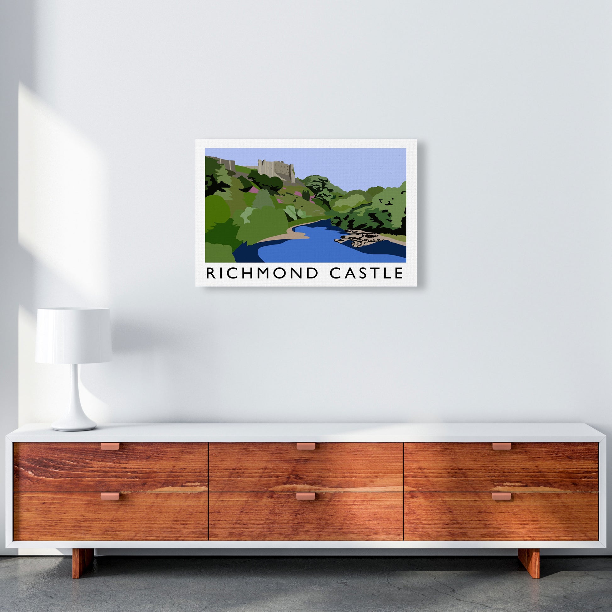 Richmond Castle Digital Art Print by Richard O'Neill, Framed Wall Art A2 Canvas