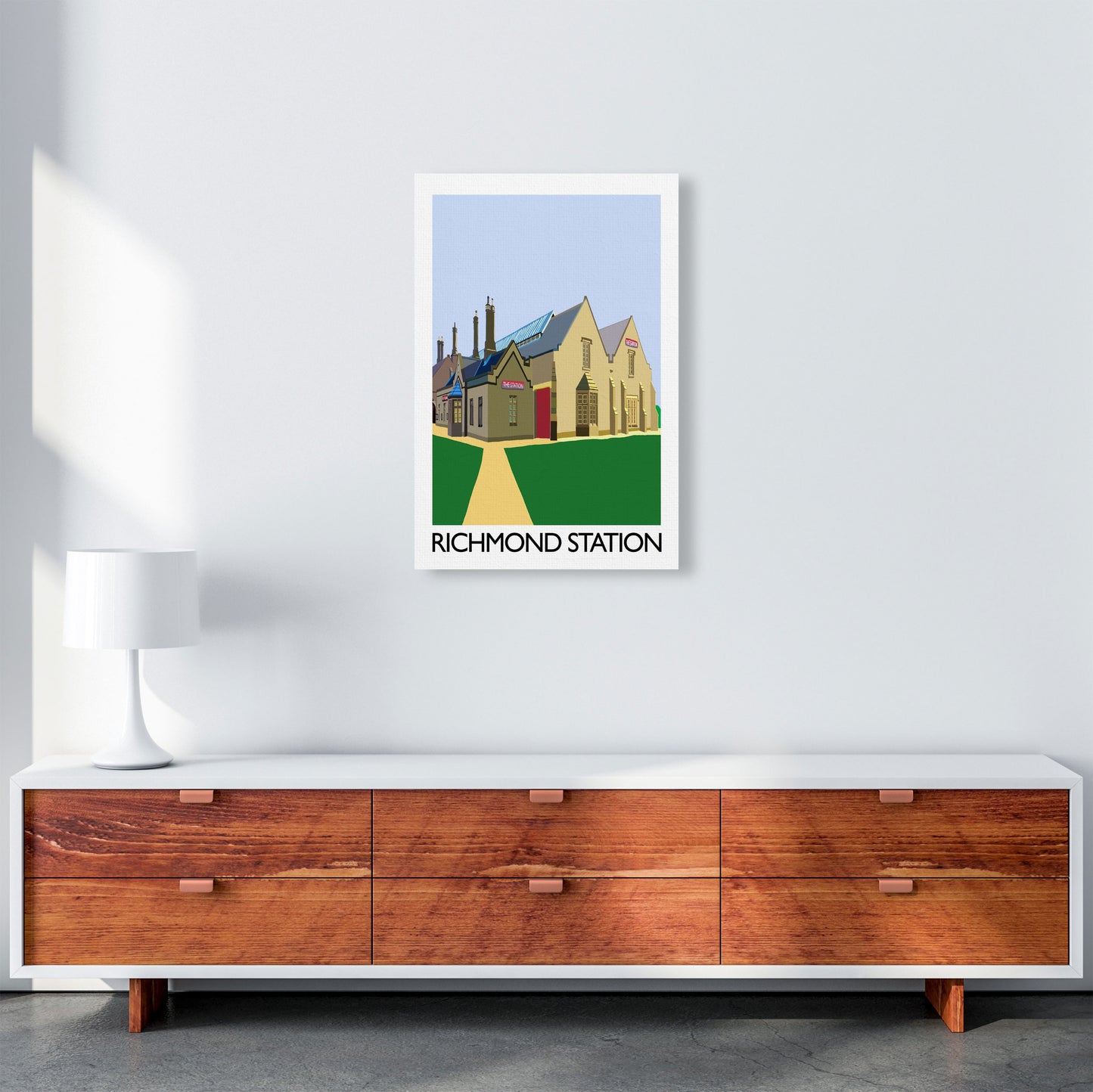 Richmond Station Digital Art Print by Richard O'Neill, Framed Wall Art A2 Canvas