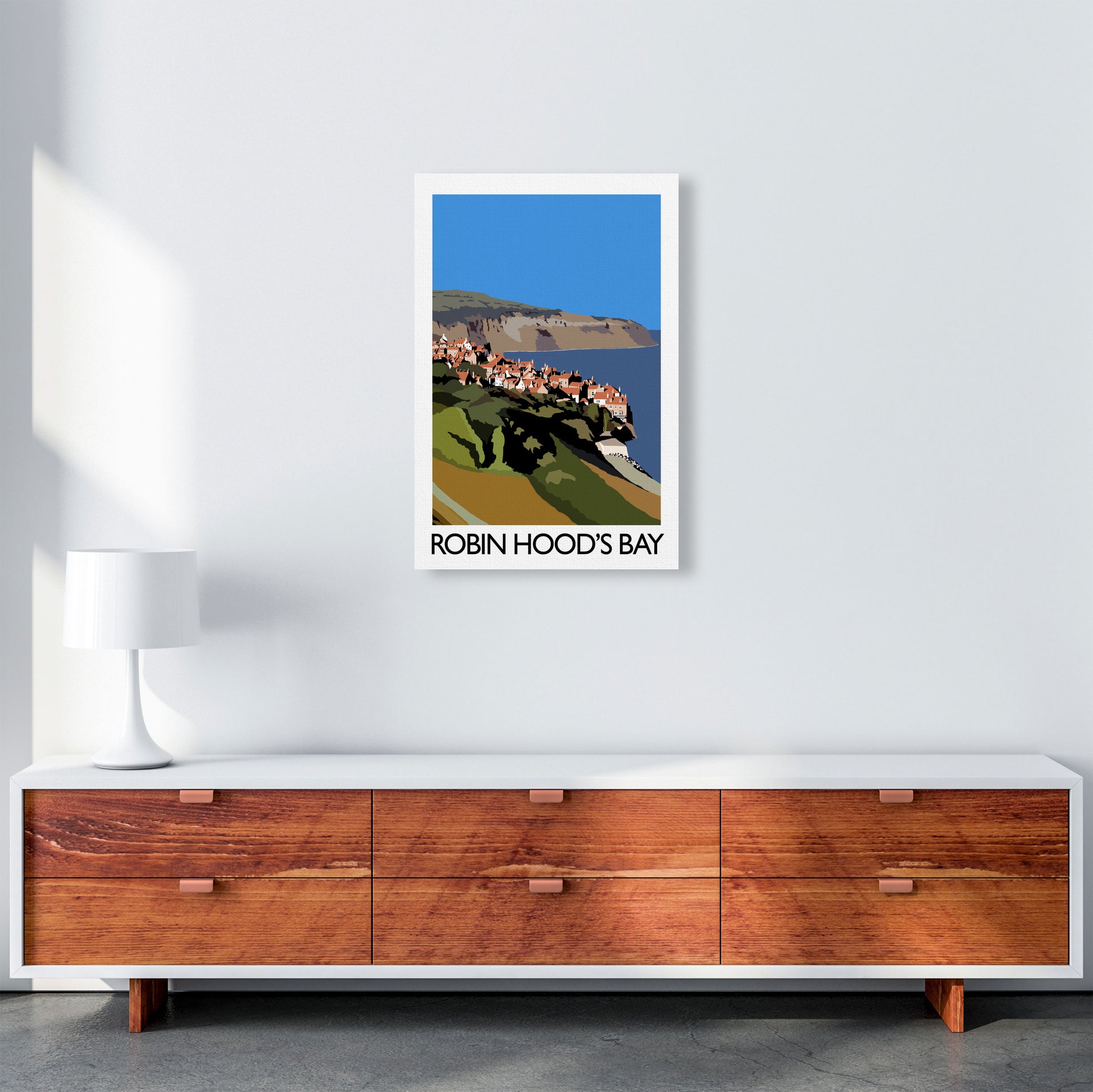 Robin Hood's Bay Travel Art Print by Richard O'Neill, Framed Wall Art A2 Canvas