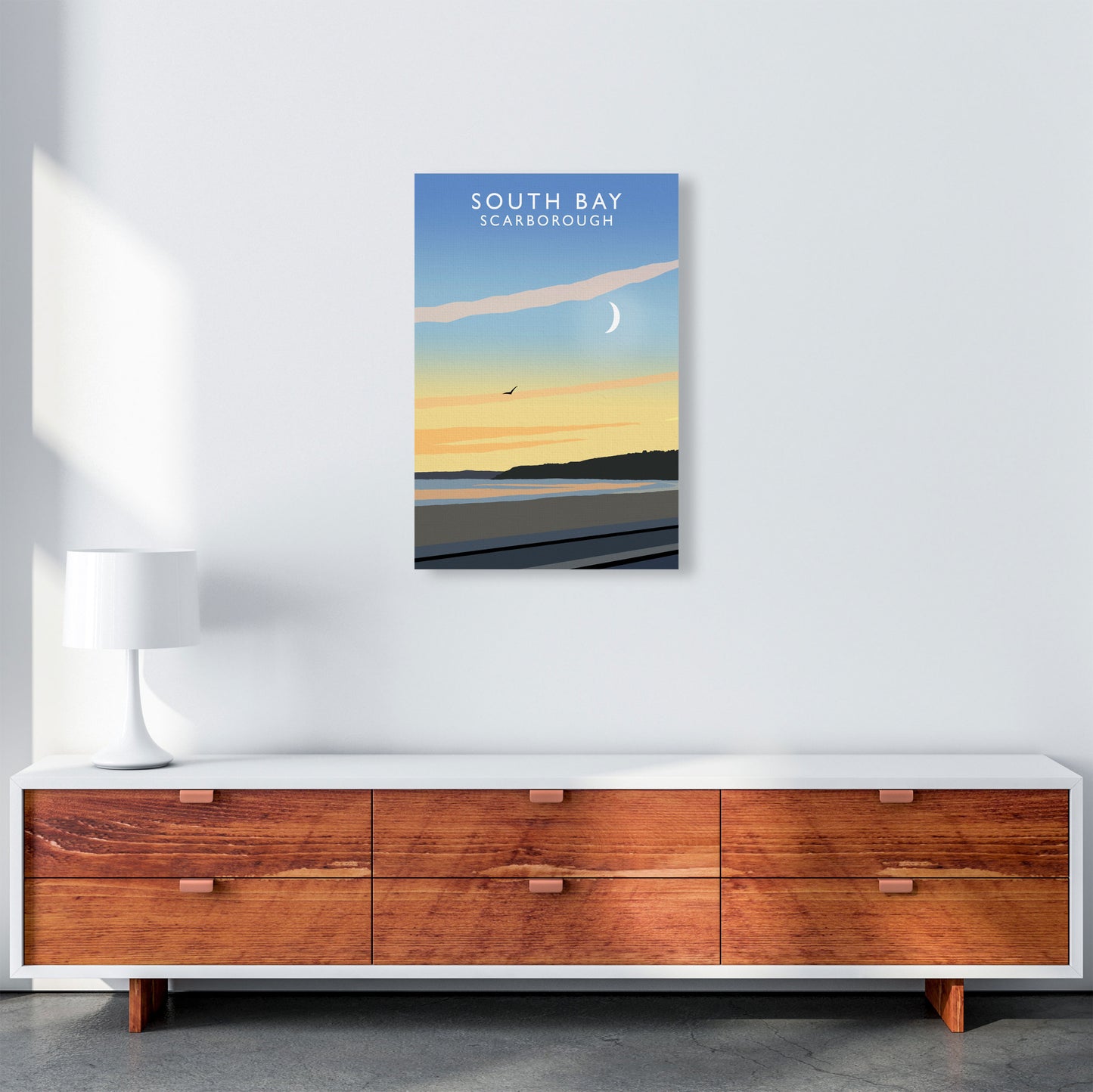 South Bay Scarborough Art Print by Richard O'Neill, Framed Wall Art A2 Canvas
