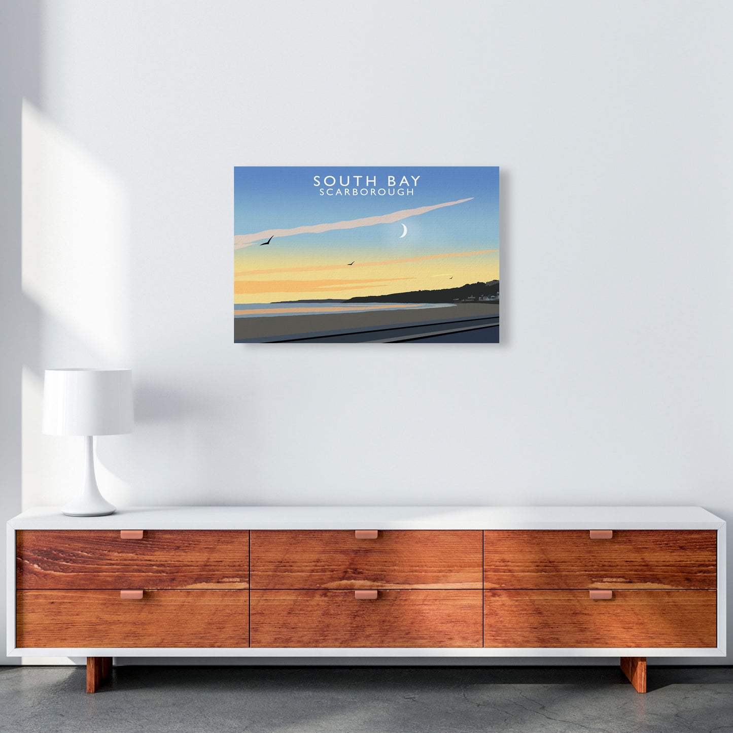 South Bay Scarborough Art Print by Richard O'Neill, Framed Wall Art A2 Canvas