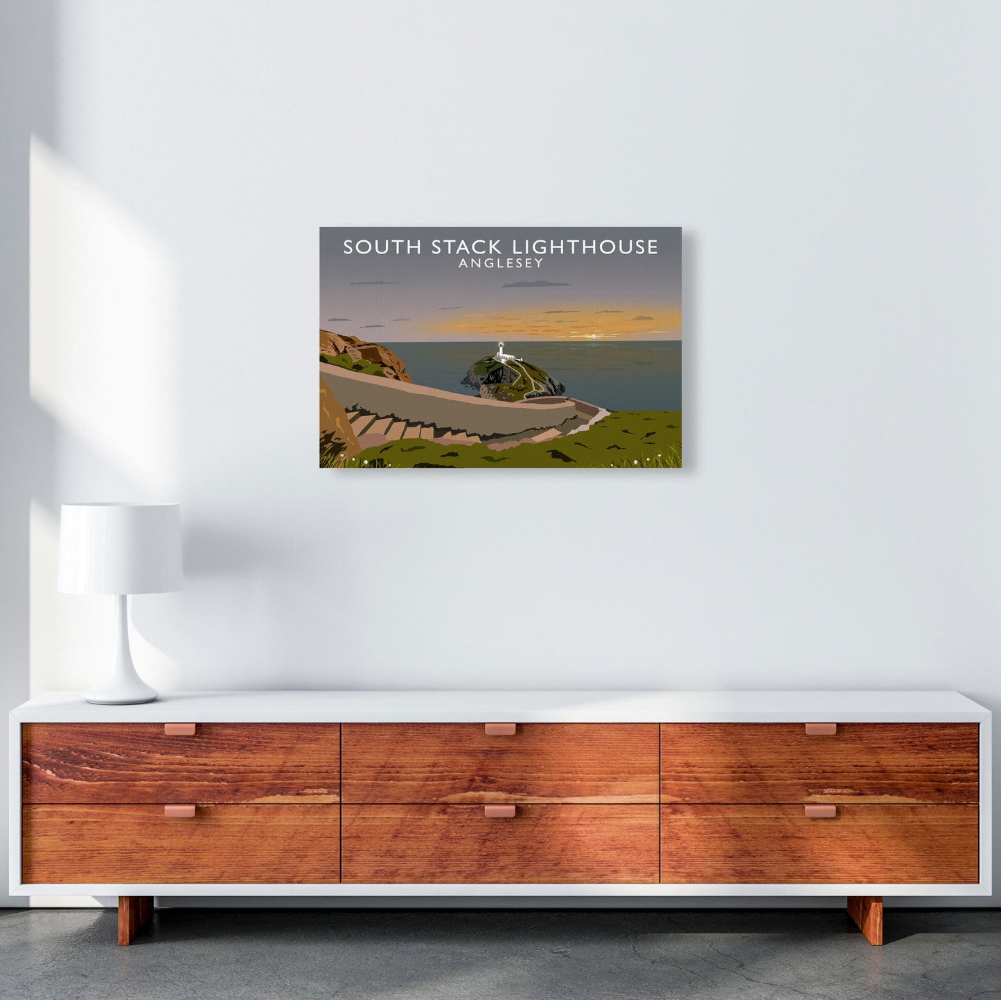South Stack Lighthouse Anglesey Travel Art Print by Richard O'Neill A2 Canvas