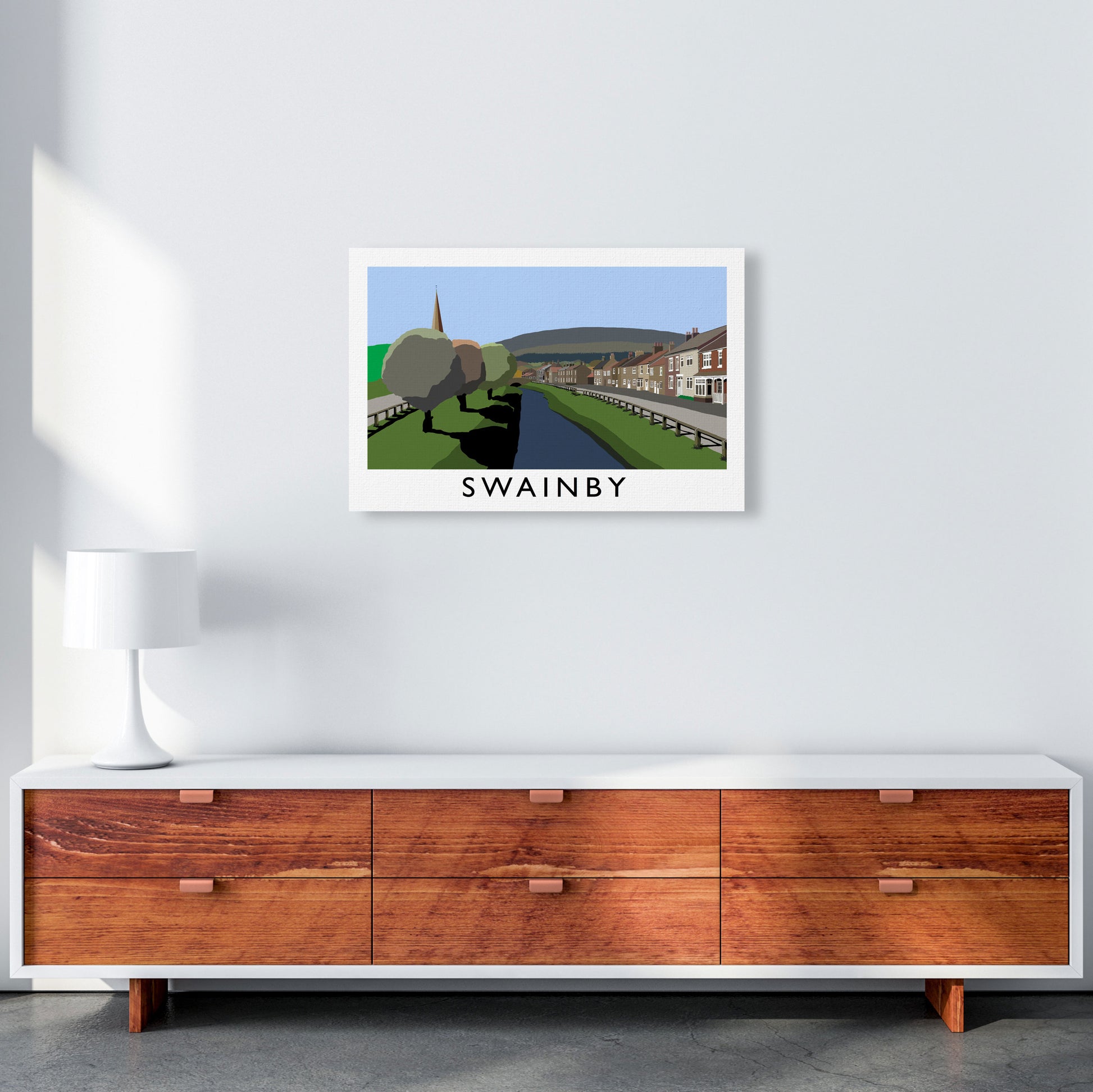 Swainby Travel Art Print by Richard O'Neill, Framed Wall Art A2 Canvas