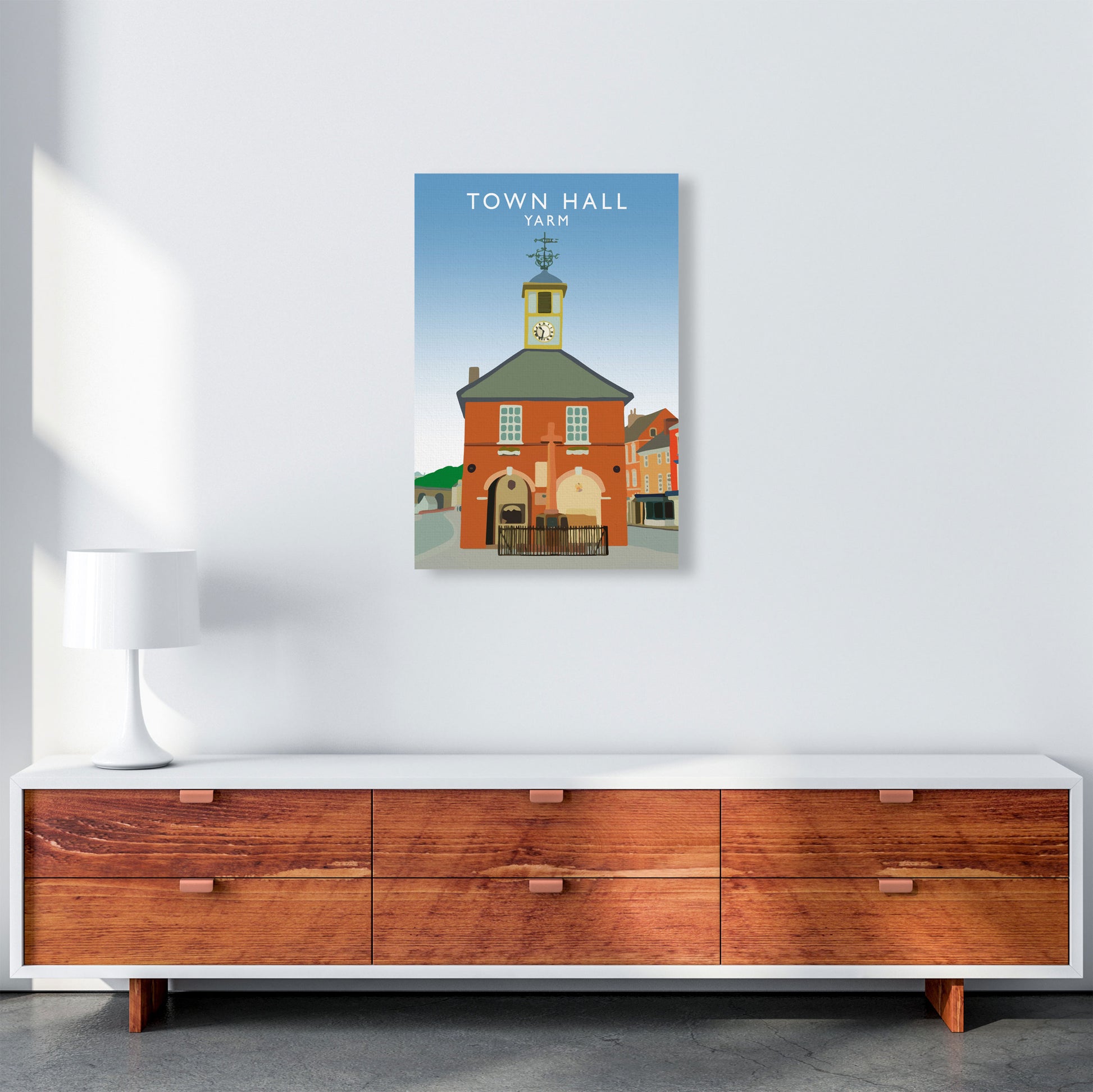 Town Hall Yarm Travel Art Print by Richard O'Neill, Framed Wall Art A2 Canvas