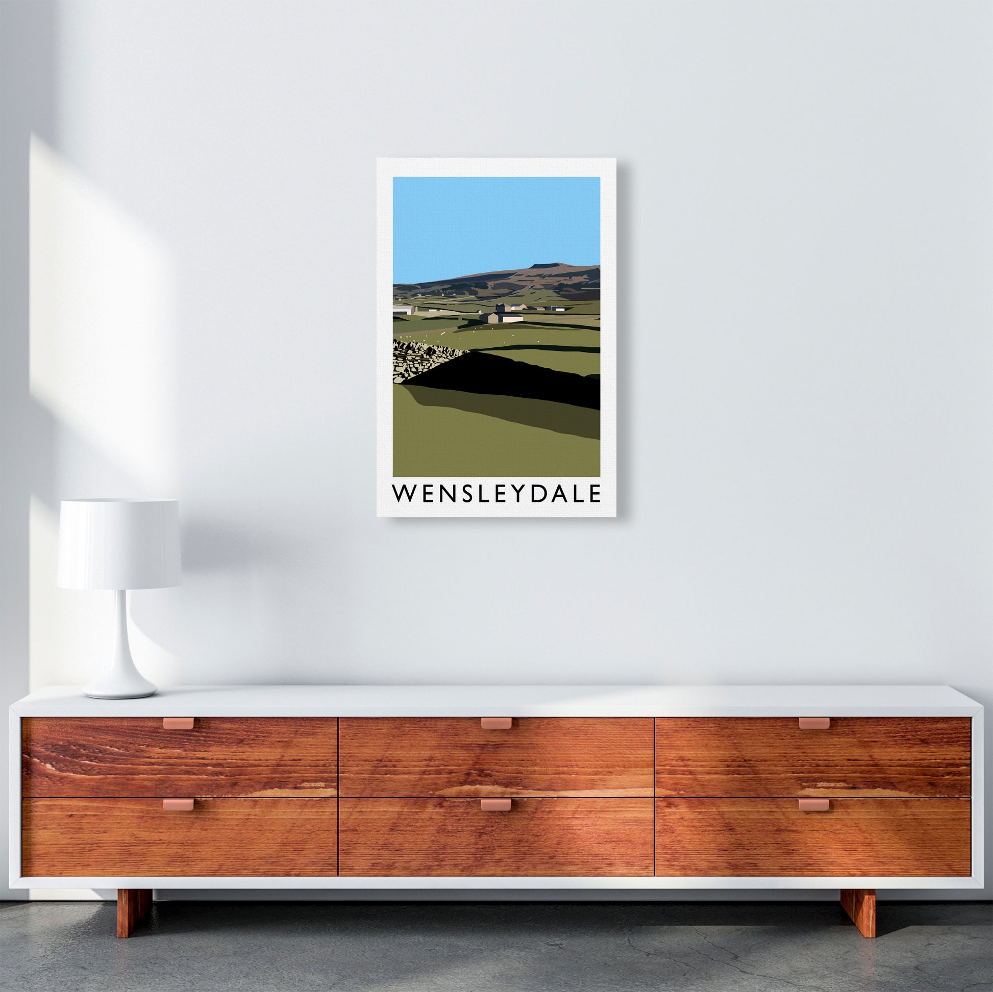 Wensleydale Travel Art Print by Richard O'Neill, Framed Wall Art A2 Canvas
