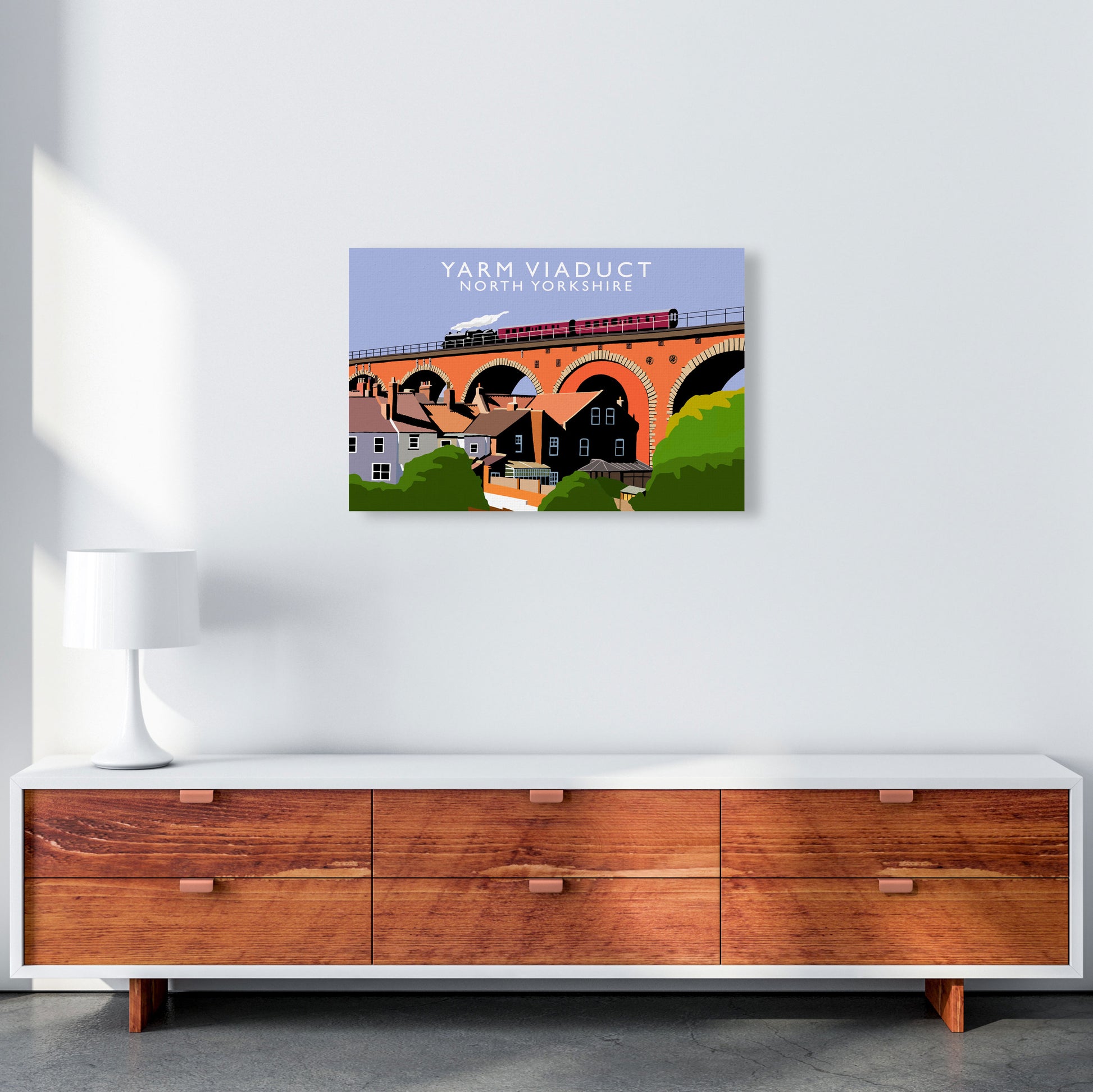 Yarm Viaduct North Yorkshire Travel Art Print by Richard O'Neill A2 Canvas